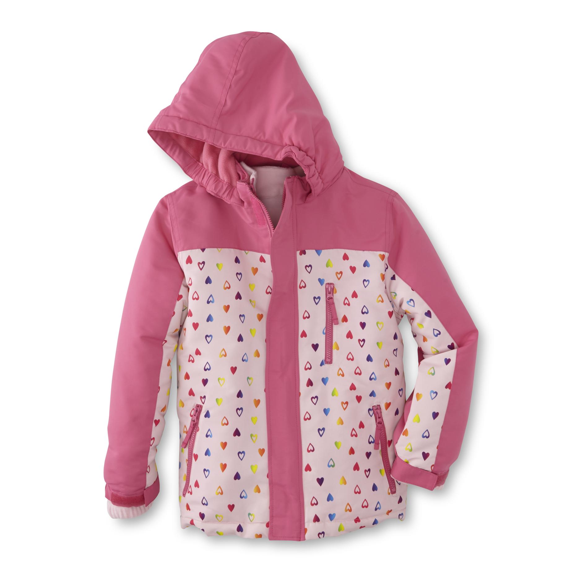 Basic Editions Girls' Winter Coat & Removable Liner Jacket - Hearts