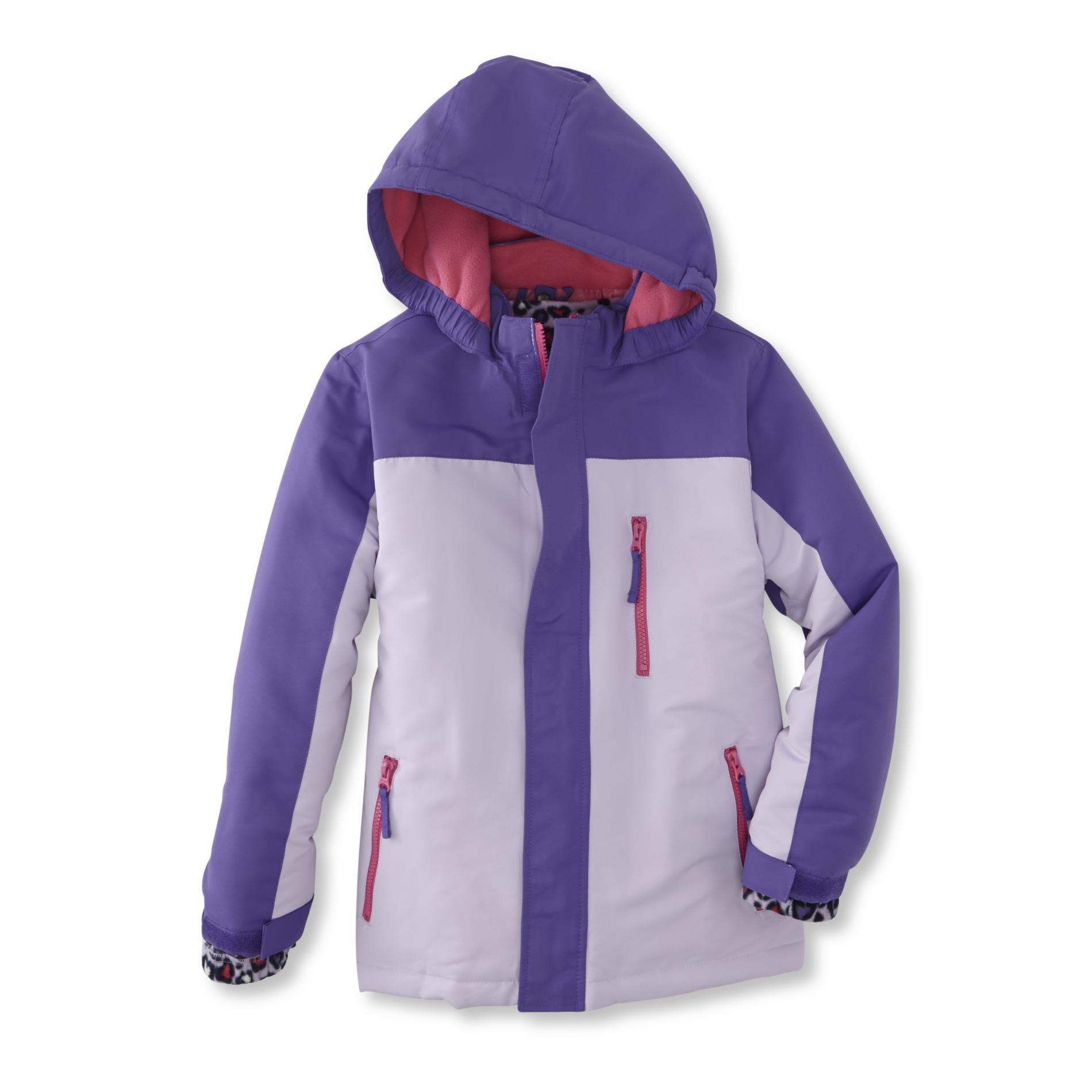 Basic Editions Girls' Winter Coat & Removable Liner Jacket - Leopard Print