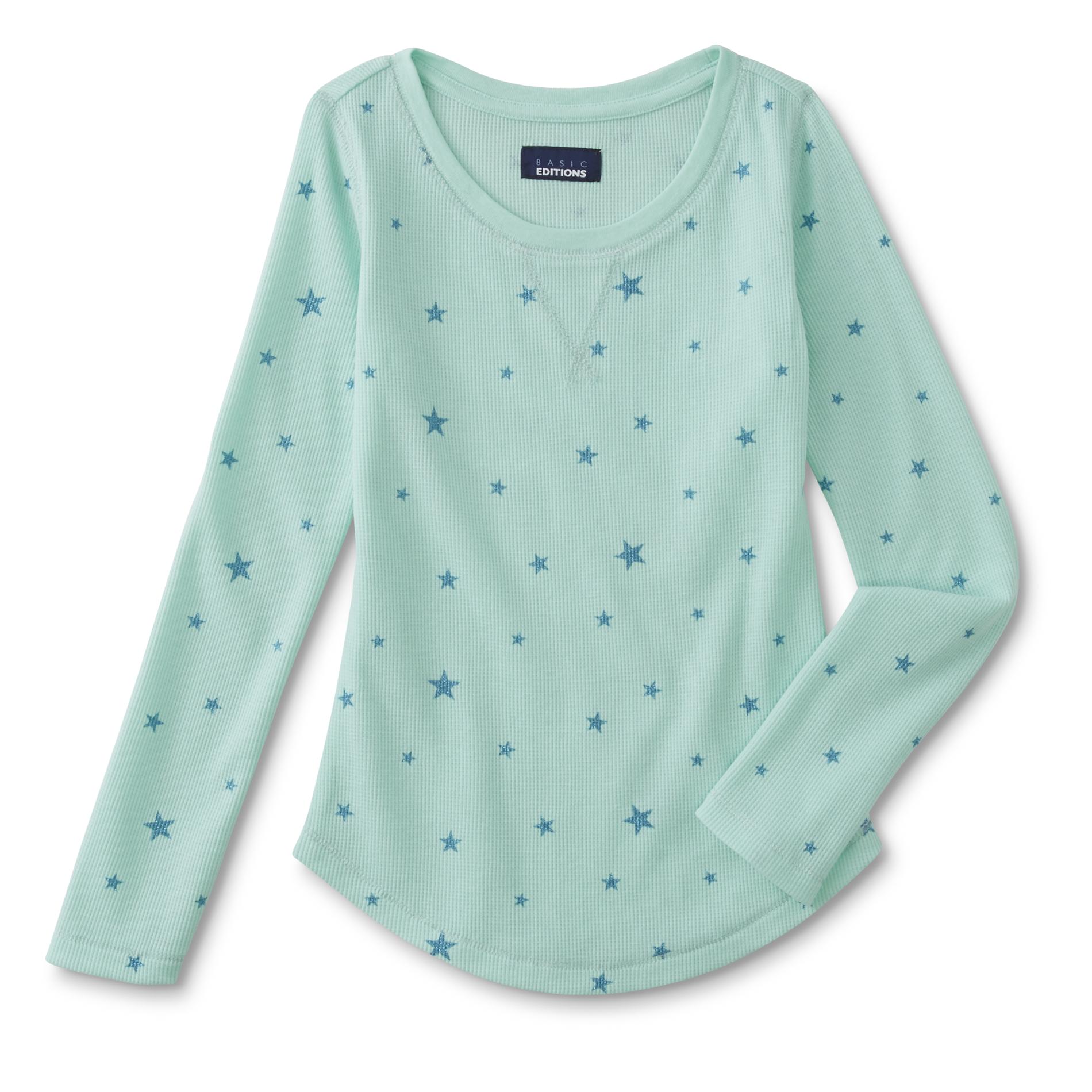 Basic Editions Girl's Long-Sleeve Thermal Top - Stars
