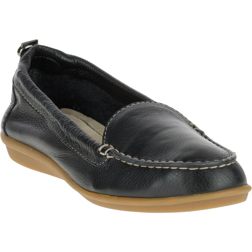 Hush Puppies Women's Endless Wink Black Leather Comfort Moccasin - Wide Width Available