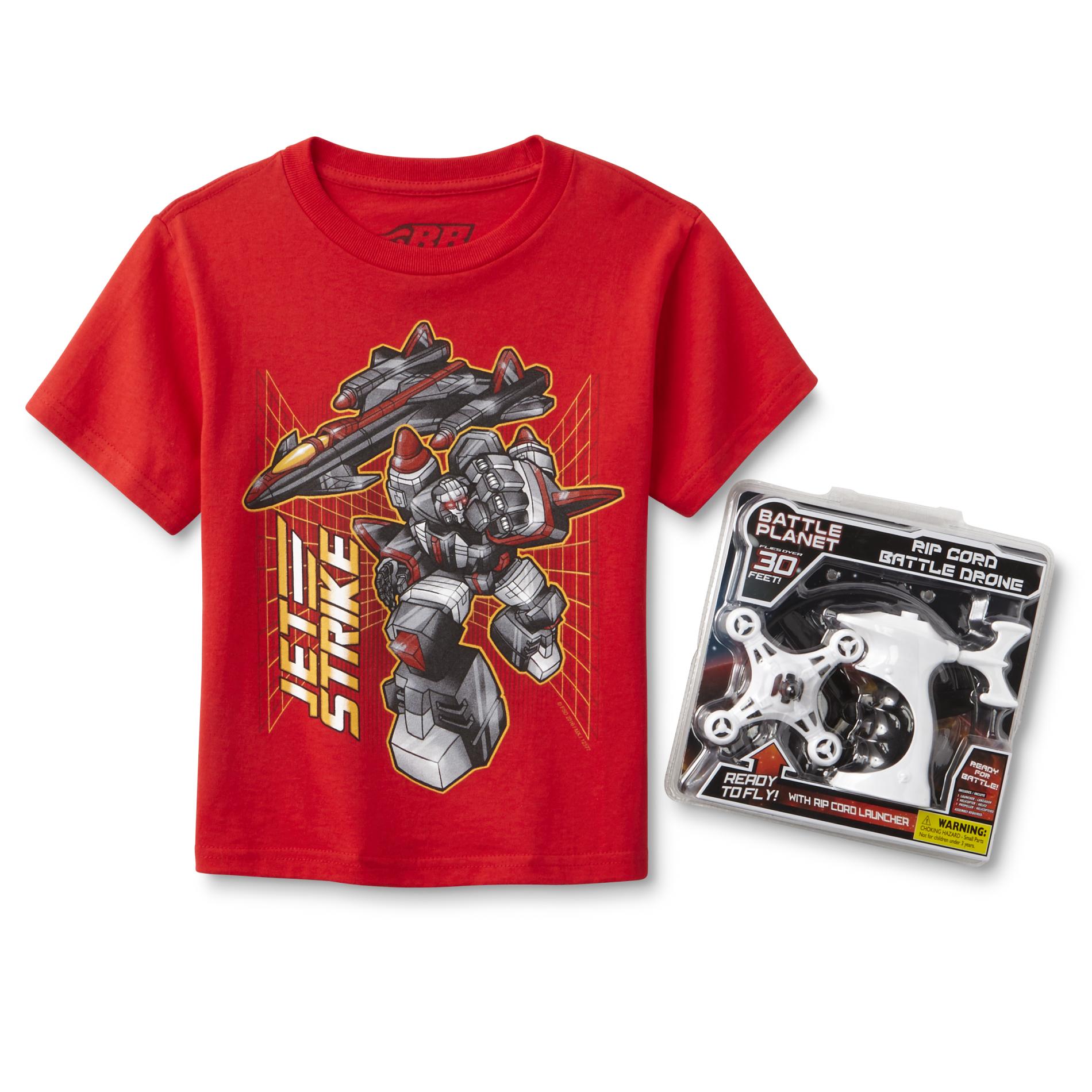 Boy's Graphic T-Shirt & Battle Drone Toy