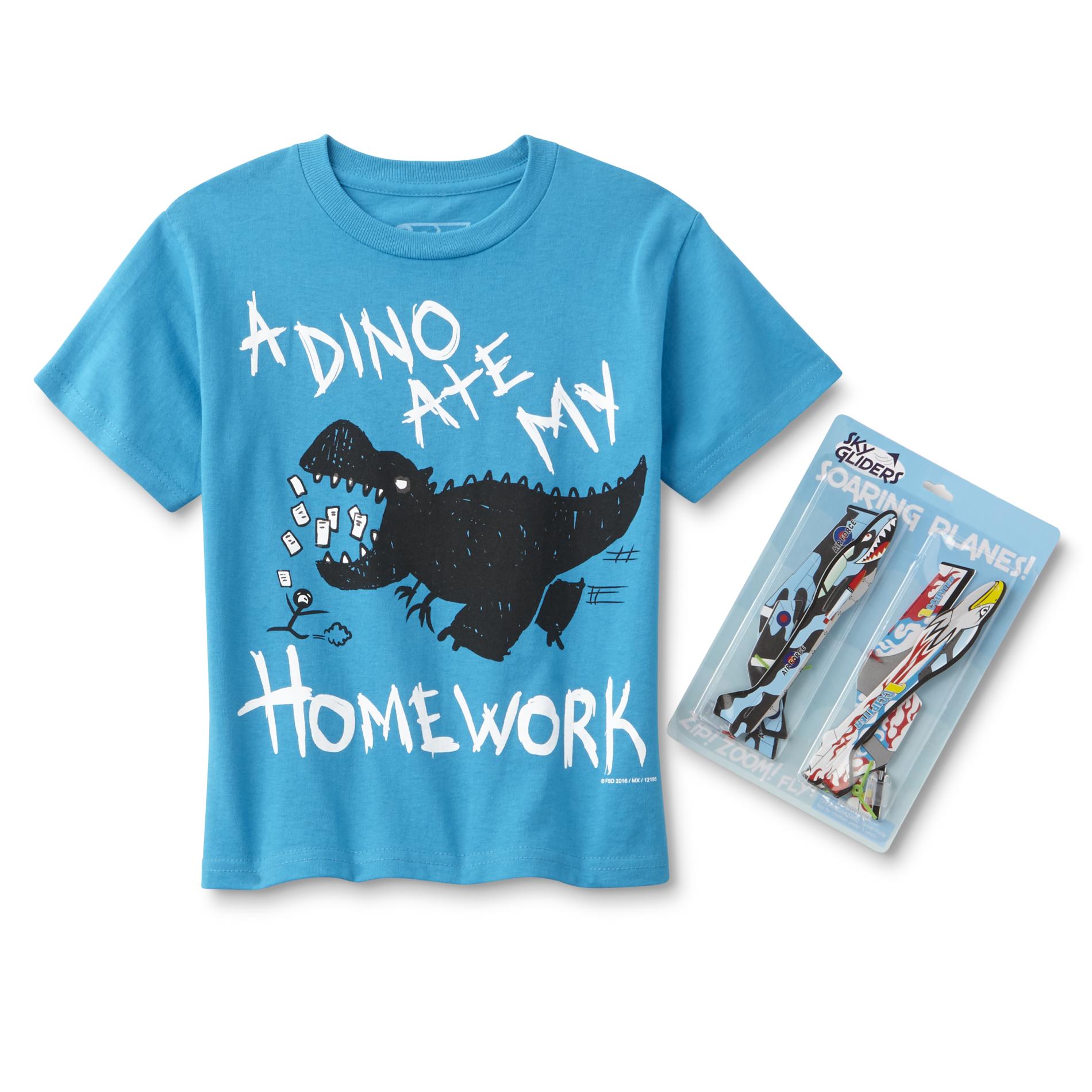 Boy's Graphic T-Shirt & Sky Glider Toys