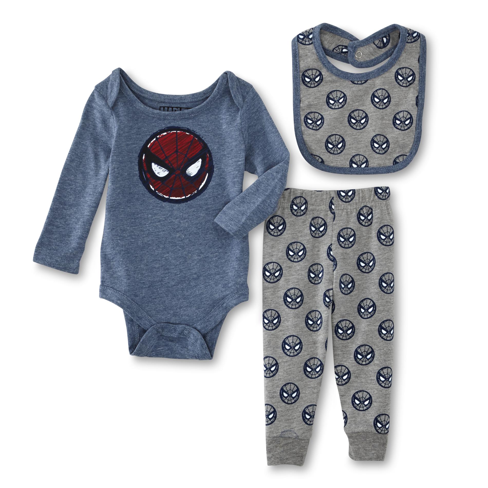 Children's Apparel Spider-Man Infant Boys' Bodysuit, Pants & Bib