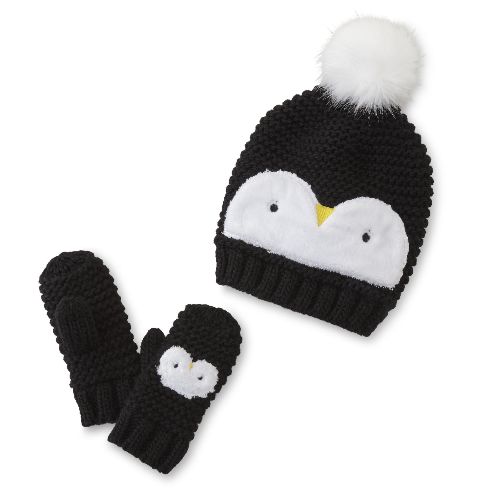 Simply Styled Toddler Girls' Winter Hat & Mittens - Penguin
