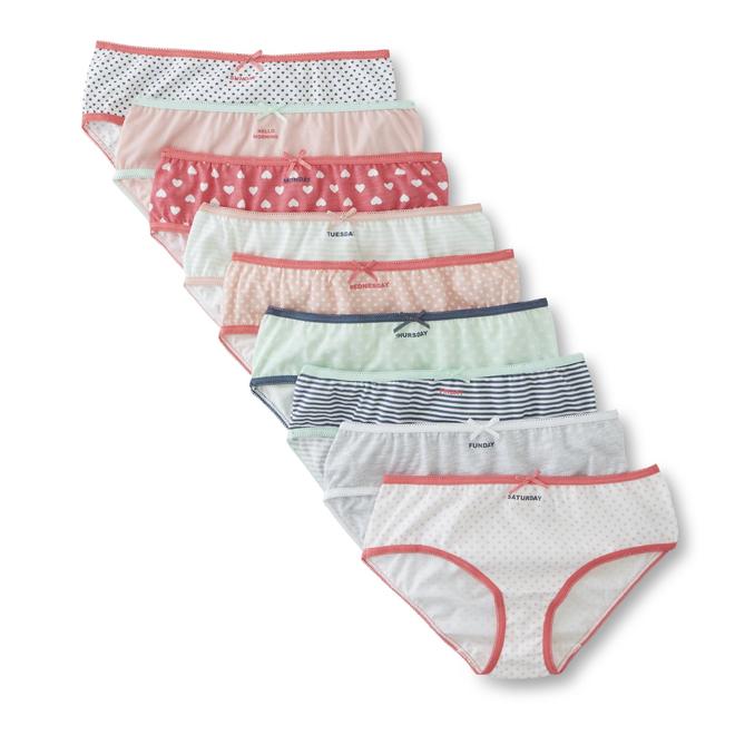 Girls' 9Pack Brief Panties Days Of The Week & More