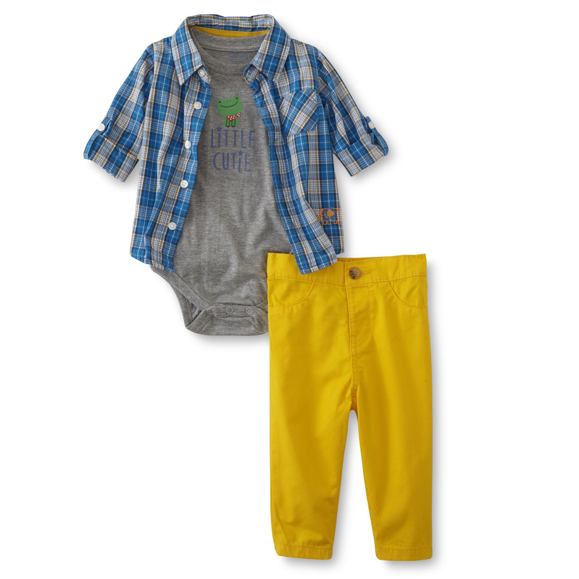 Little Wonders Infant Boys' Shirt, Bodysuit & Pants - Frog/Little Cutie