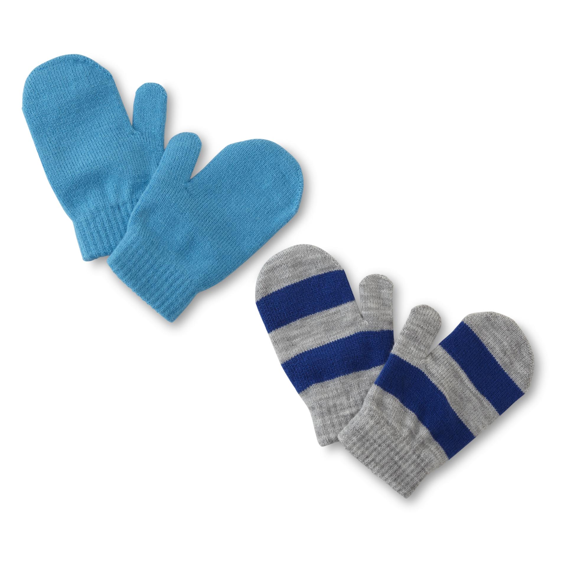 Simply Styled Toddler Boys' 2-Pairs Mittens - Solid & Striped