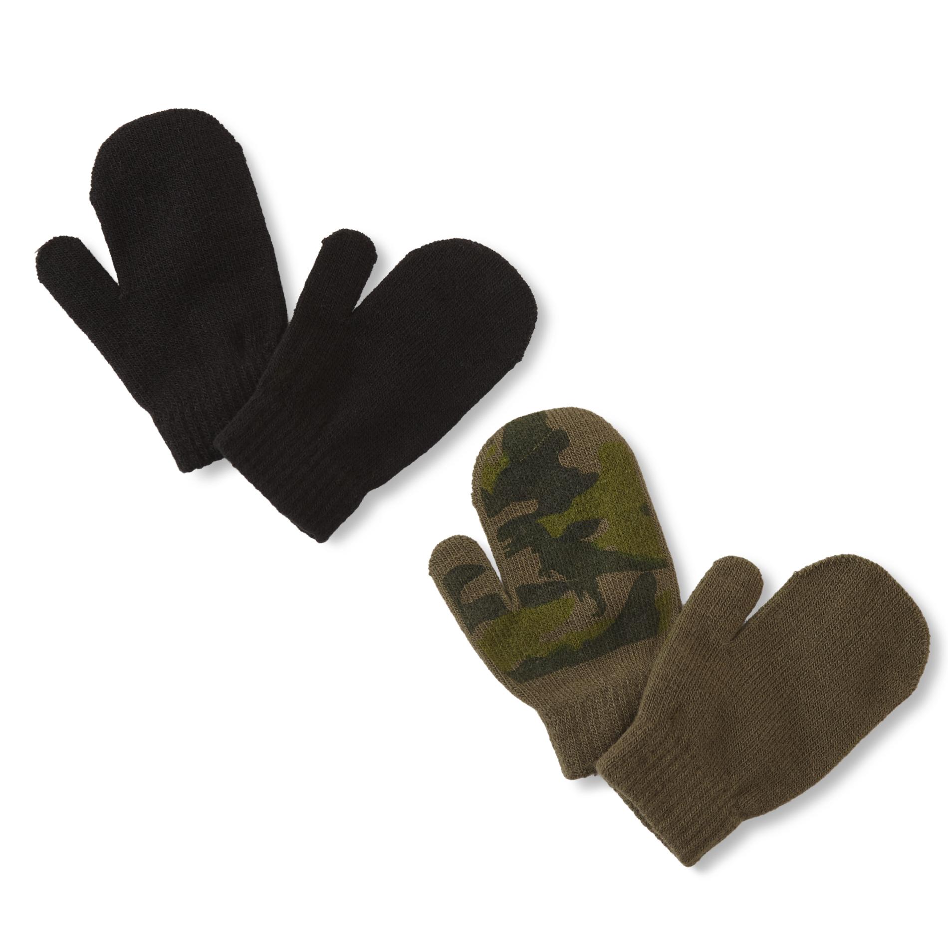 Simply Styled Toddler Boys' 2-Pairs Mittens - Solid & Camouflage