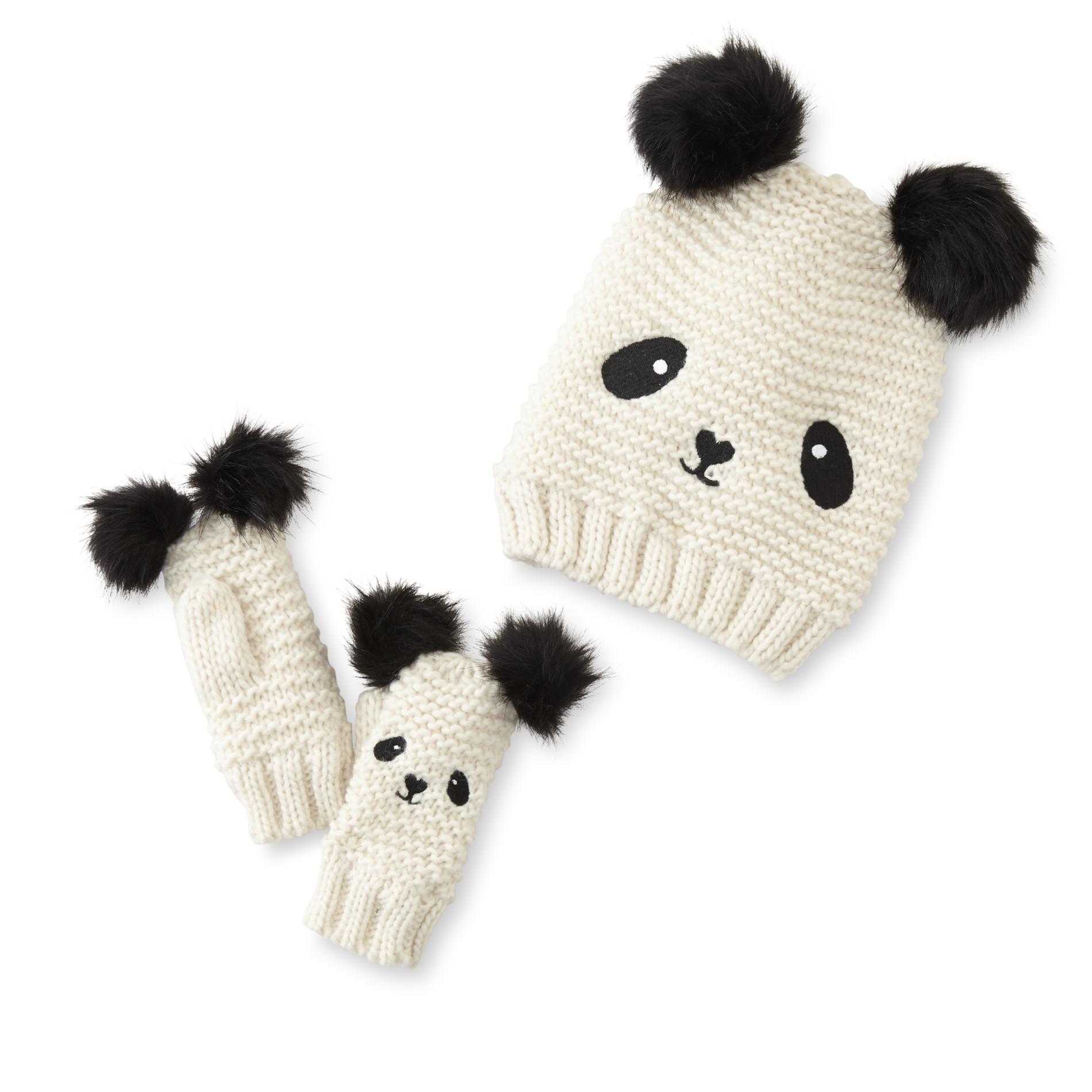 Simply Styled Toddler Girls' Winter Hat & Mittens - Panda