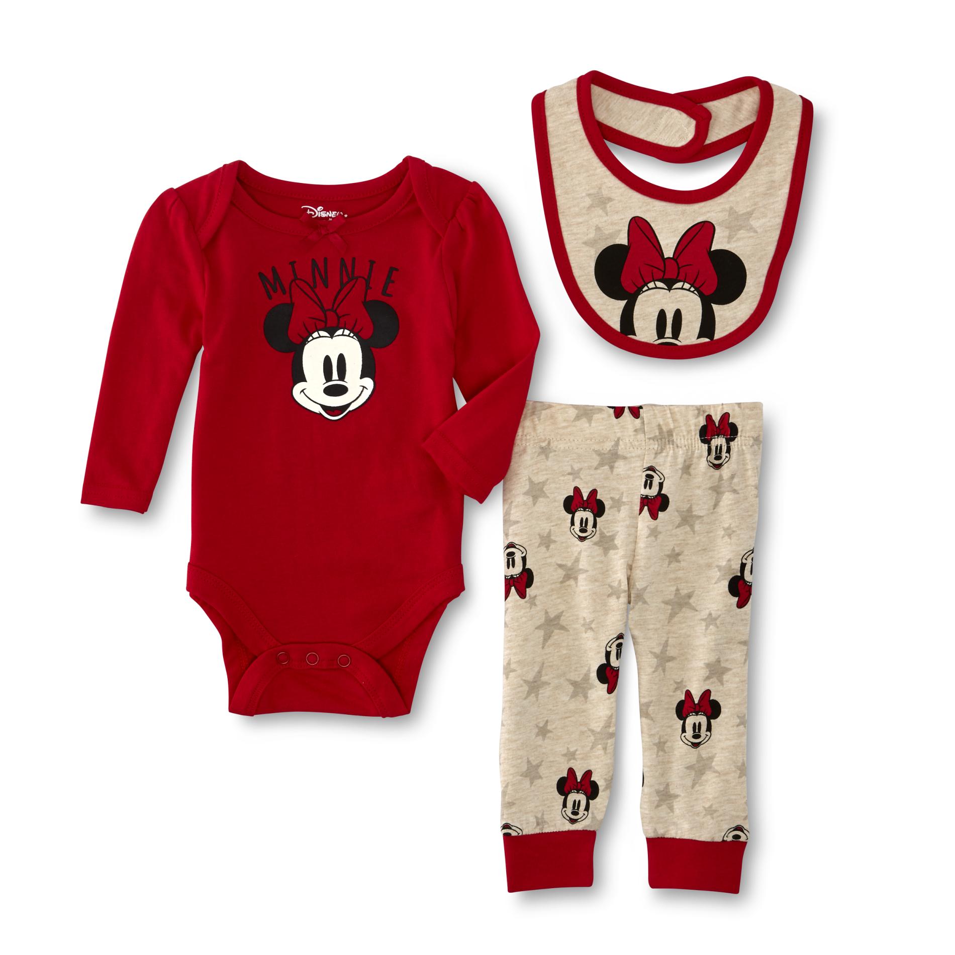 Children's Apparel Minnie Mouse Infant Girls' Bodysuit, Pants & Bib