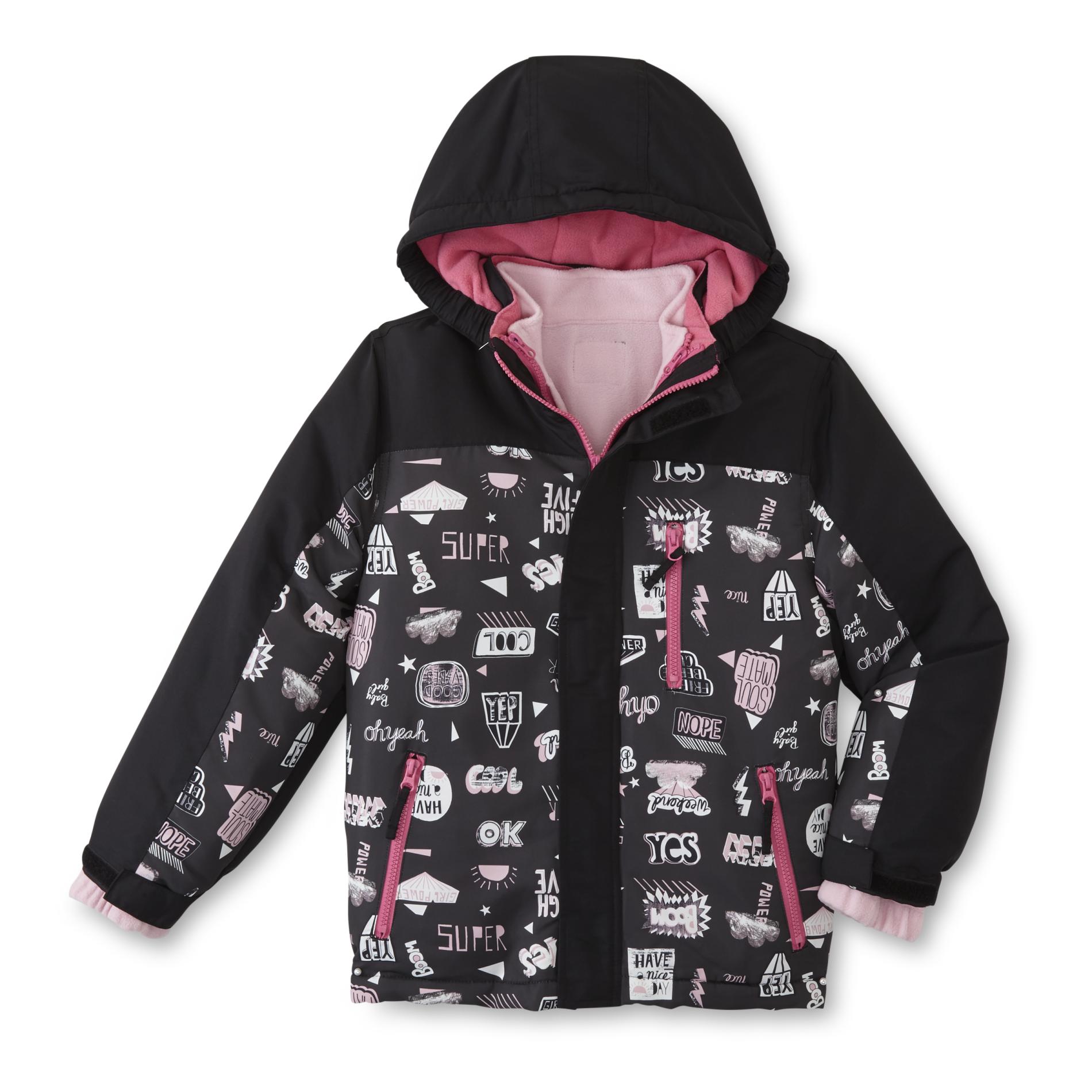 Basic Editions Girls' Winter Coat & Removable Liner Jacket - Doodles