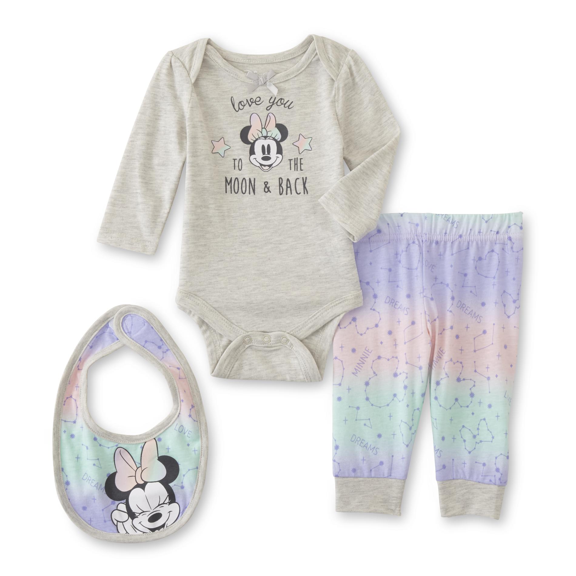 Children's Apparel Minnie Mouse Infant Girls' Bodysuit, Pants & Bib