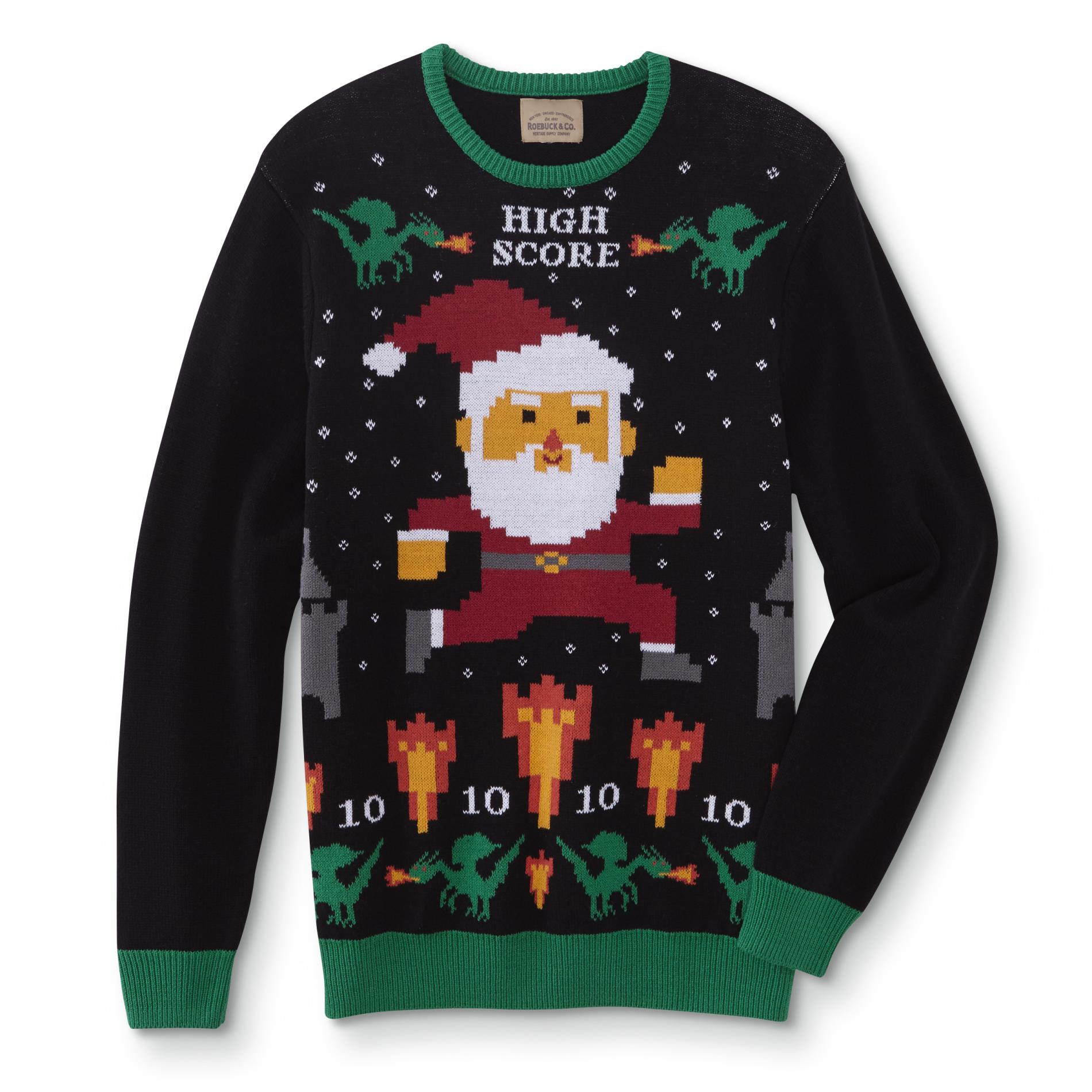 Roebucks Young Men's Ugly Christmas Sweater - Video Game/Santa