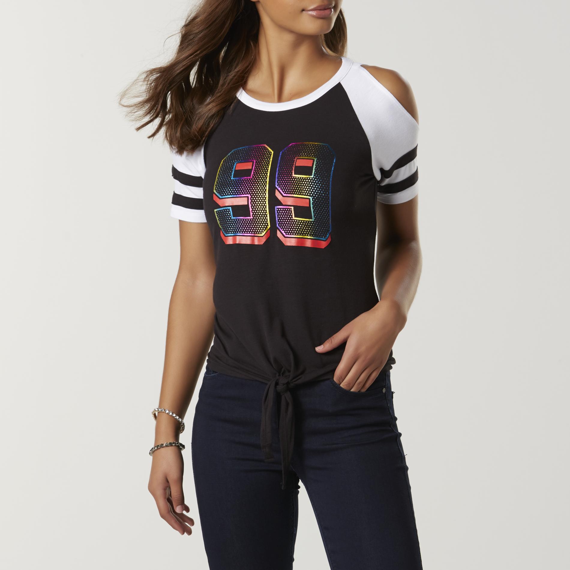 Joe Boxer Juniors' Tie-Front Graphic T-Shirt - 99, Size: Small, Black Joe Boxer Juniors' Tie-Front Graphic T-Shirt - 99, Size: Small, Black