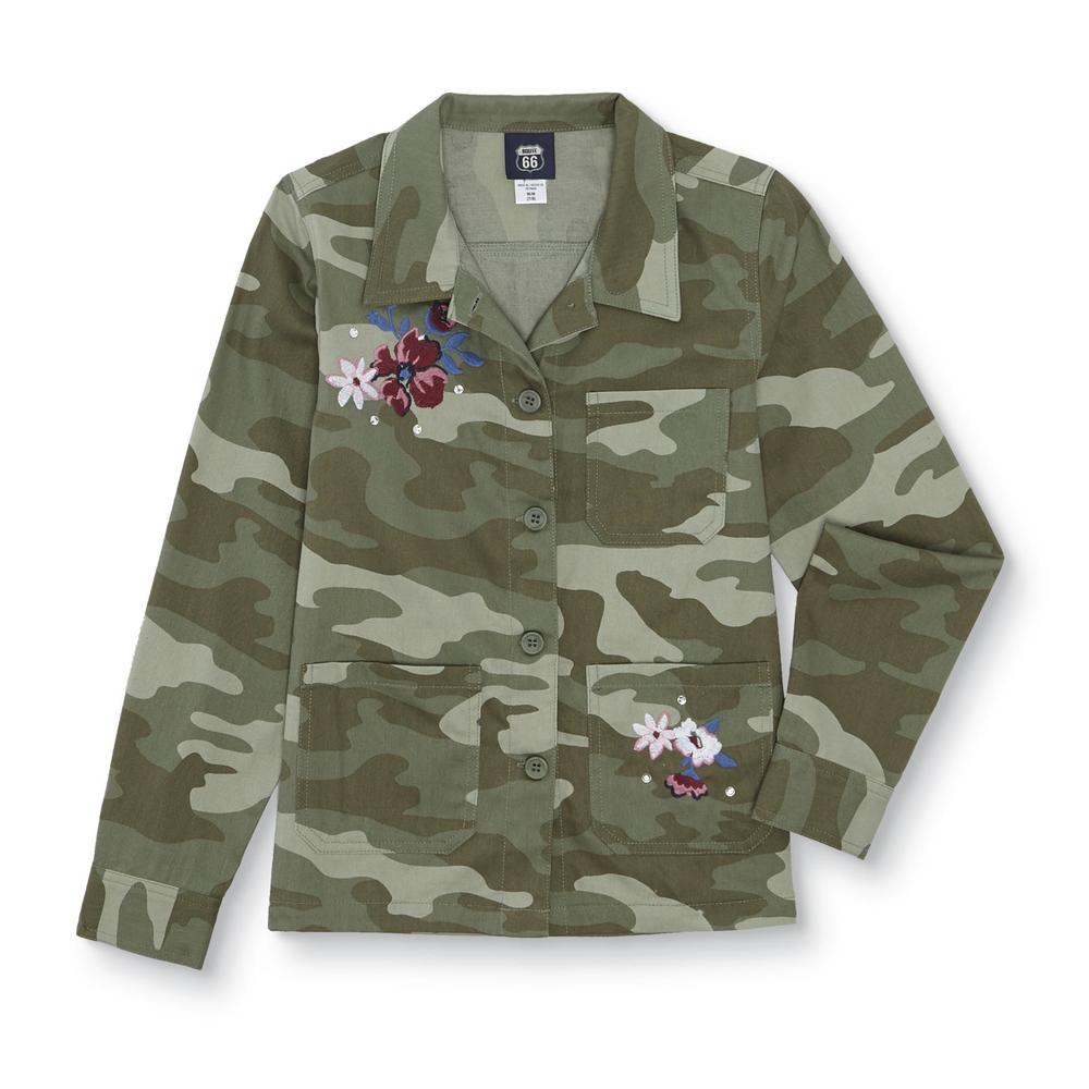 Route 66 Girls' Embroidered Utility Jacket - Camouflage