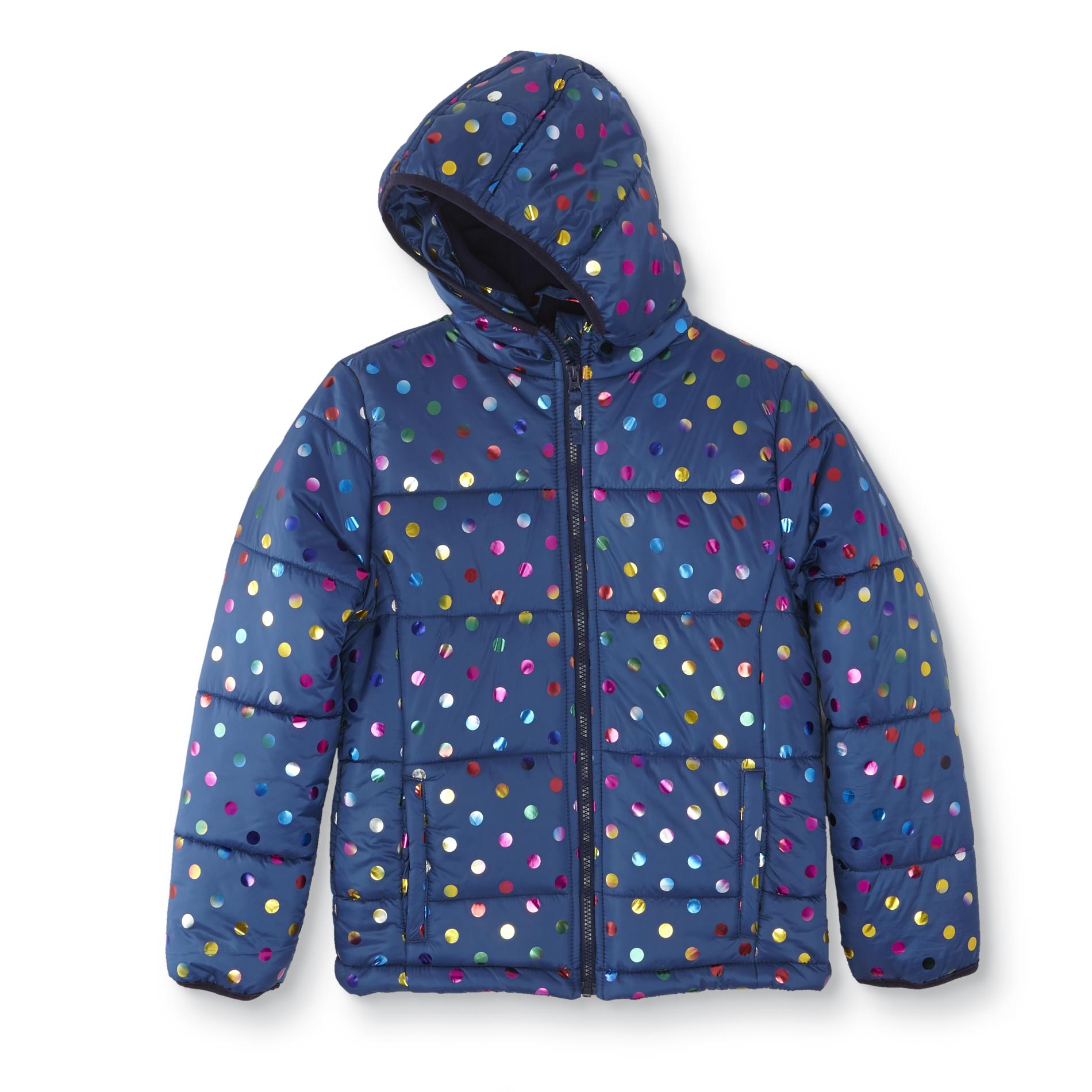 Basic Editions Girls' Winter Puffer Coat - Dots