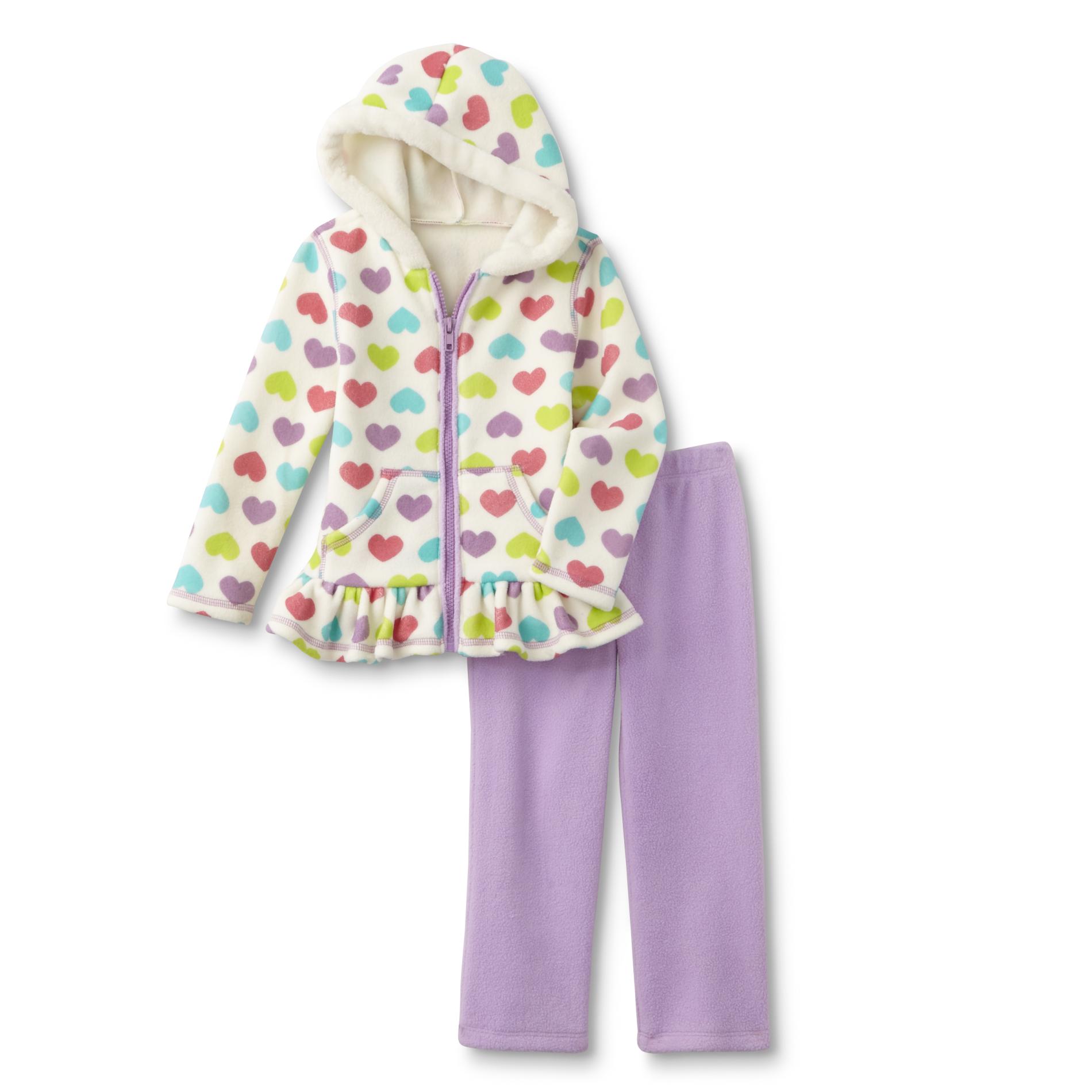 Young Hearts Infant & Toddler Girl's Fleece Hoodie Jacket & Pants - Multicolor Hearts