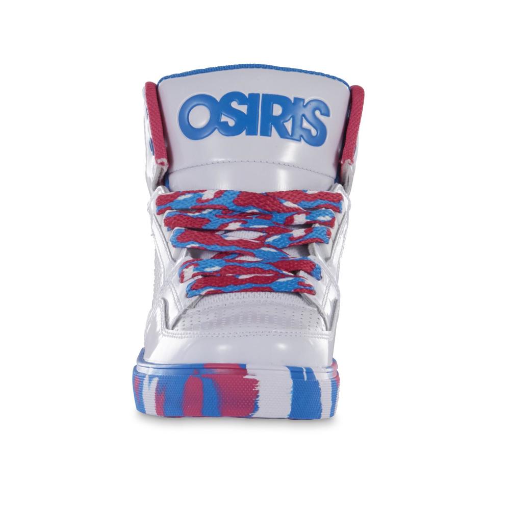 Osiris Girl's Crookyn White/Pink/Blue High-Top Sneaker