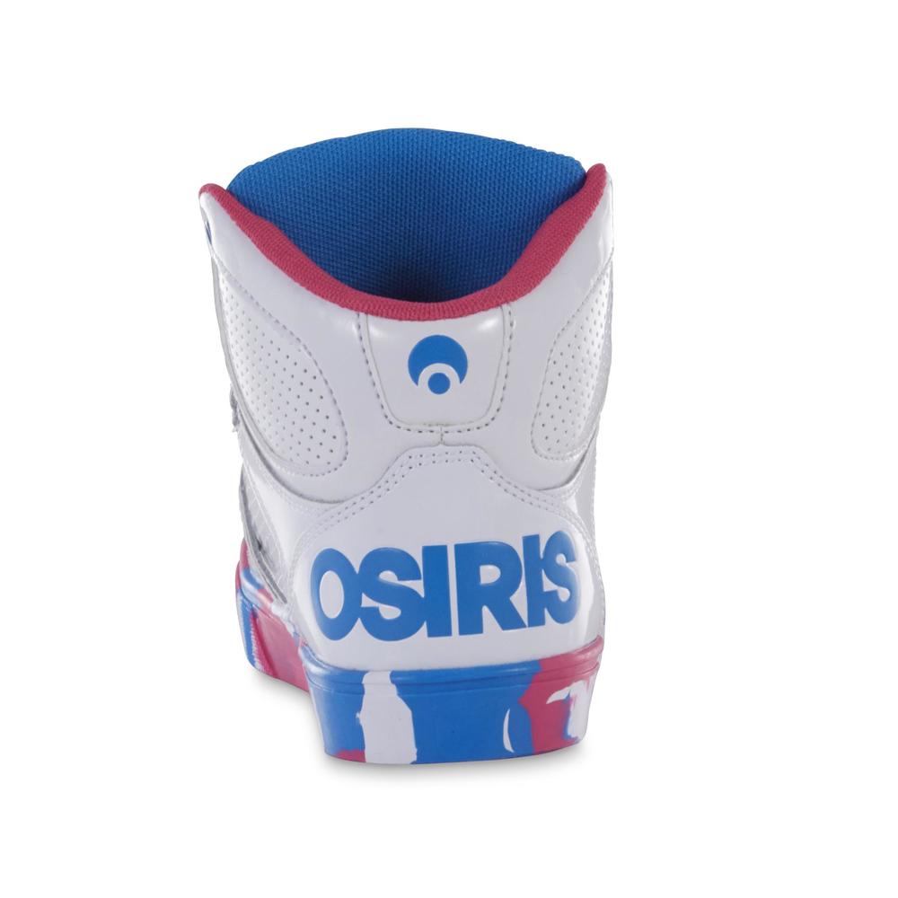 Osiris Girl's Crookyn White/Pink/Blue High-Top Sneaker