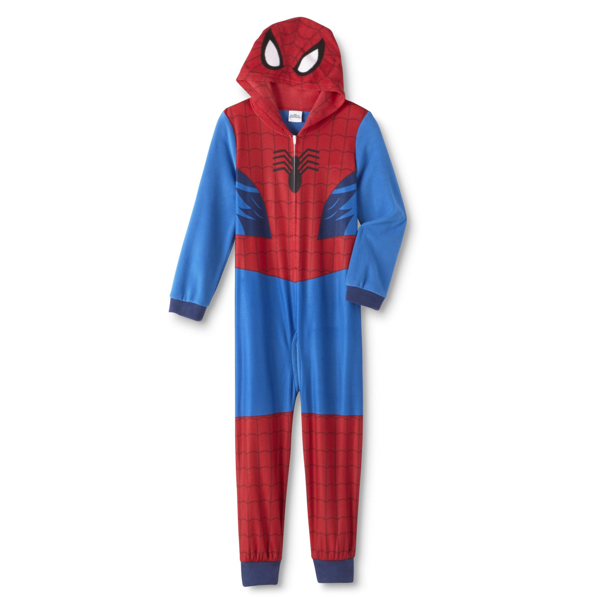 Marvel Spider-Man Boy's One-Piece Hooded Pajamas