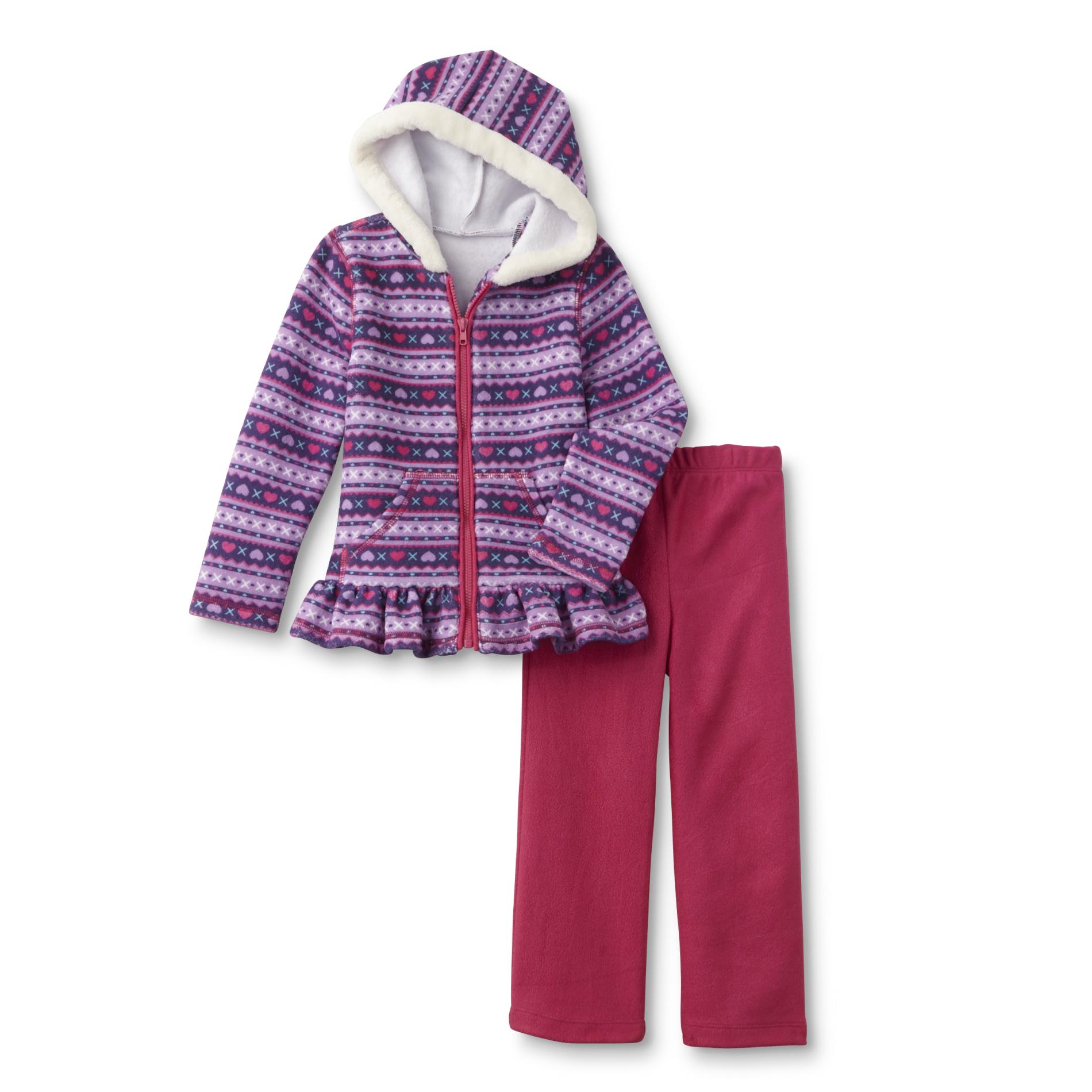 Young Hearts Infant & Toddler Girl's Fleece Hoodie Jacket & Pants - Hearts