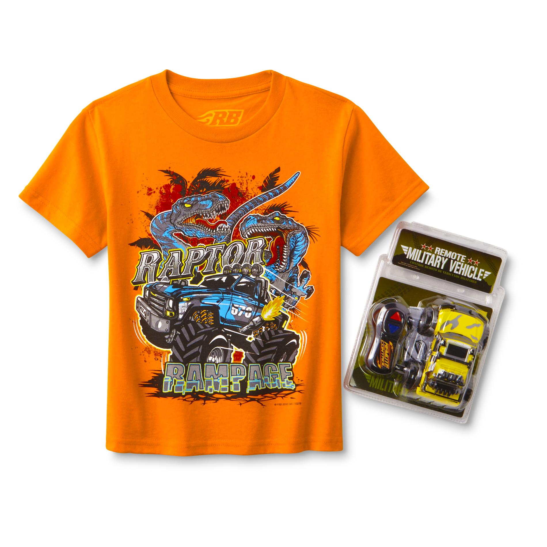 Boy's Graphic T-Shirt & Remote Control Vehicle Toy
