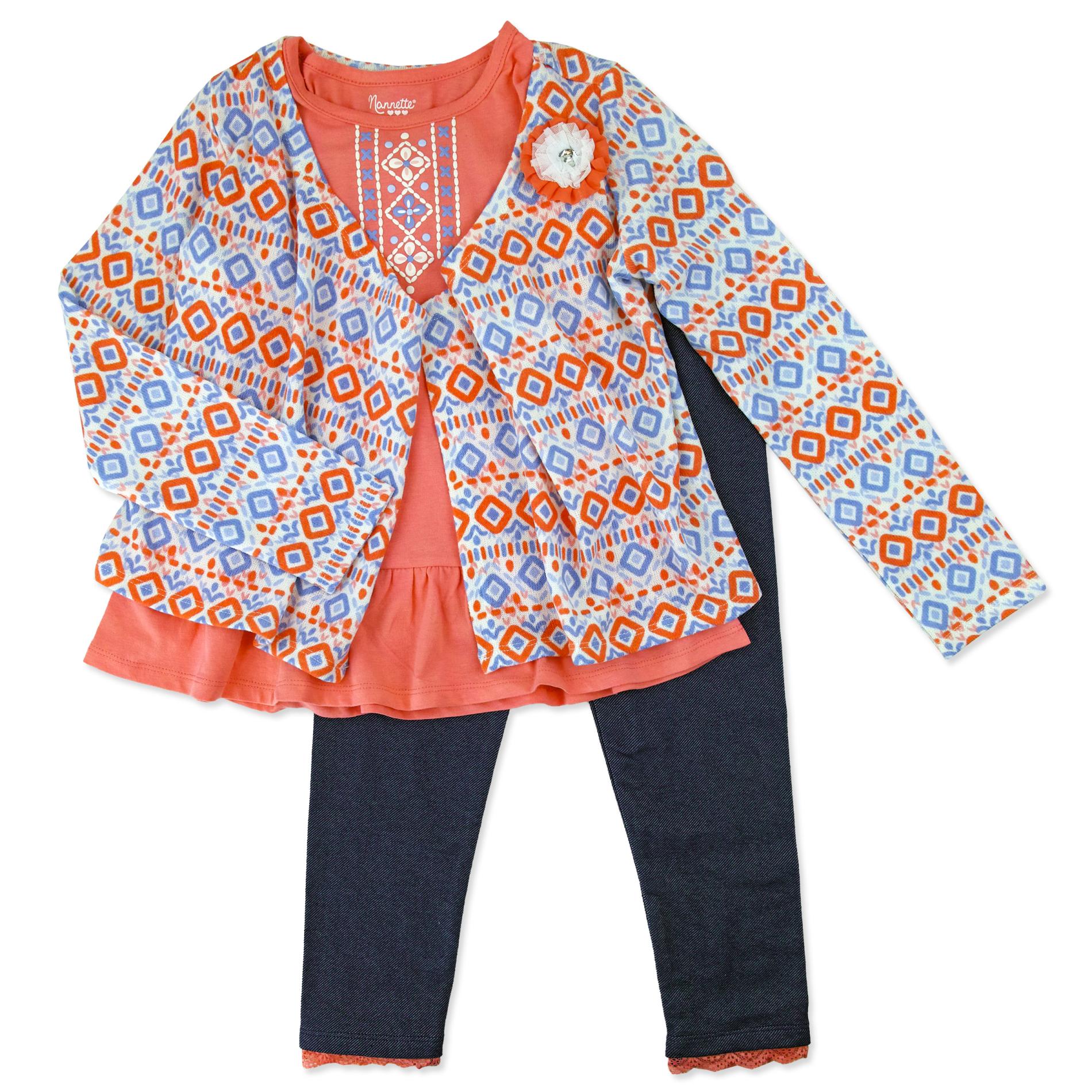 Young Hearts Infant & Toddler Girls' Layered-Look Top & Leggings - Tribal