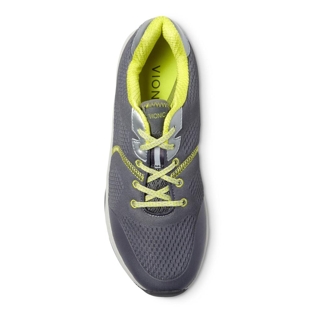 Vionic with Orthaheel Technology Women's Emerald Action Athletic Shoe - Gray/Yellow Wide Width Available