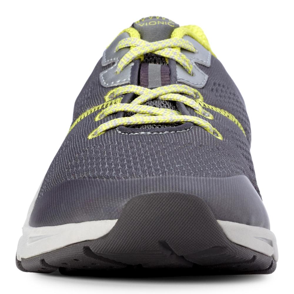 Vionic with Orthaheel Technology Women's Emerald Action Athletic Shoe - Gray/Yellow Wide Width Available
