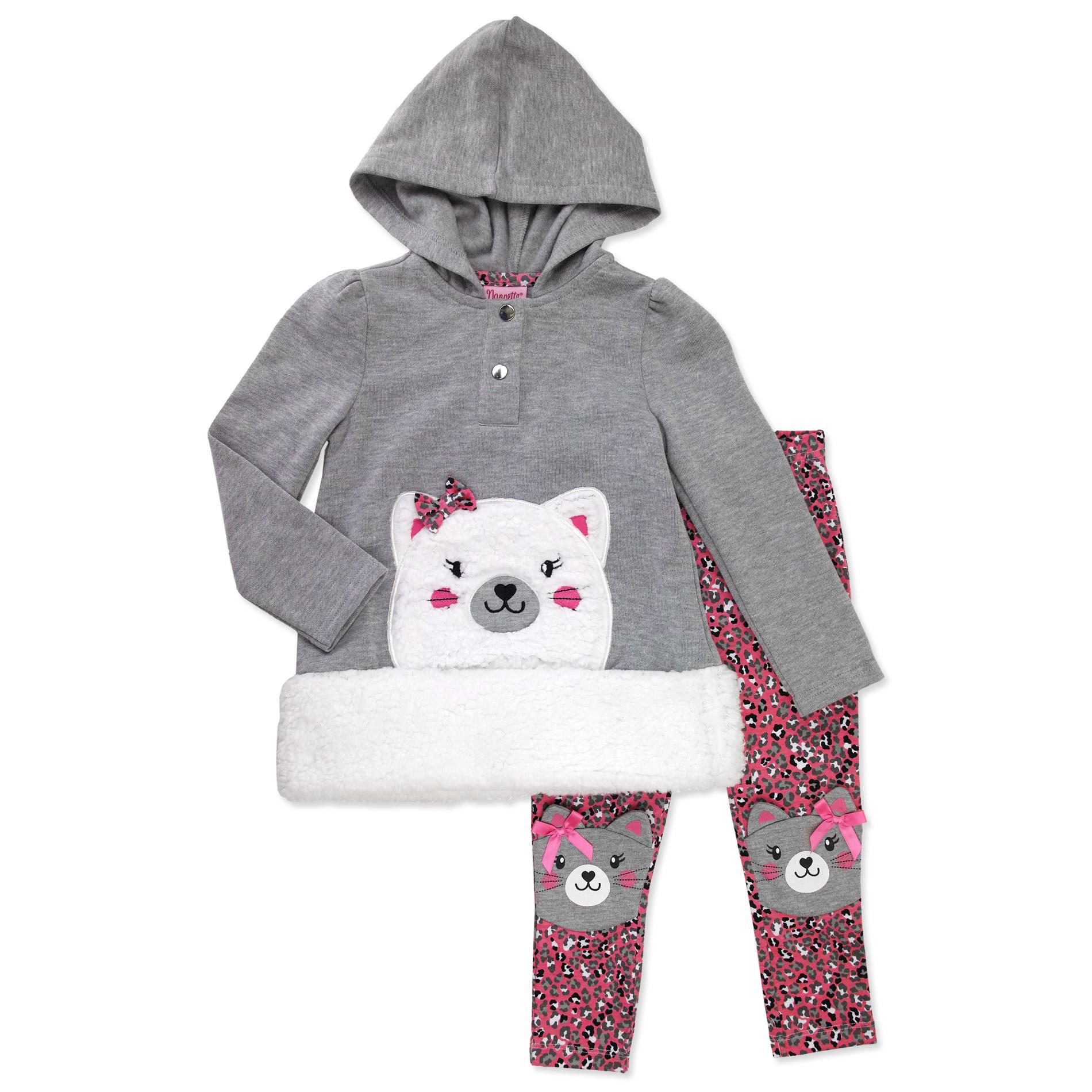 Young Hearts Infant & Toddler Girl's Hooded Shirt & Leggings - Cat Face