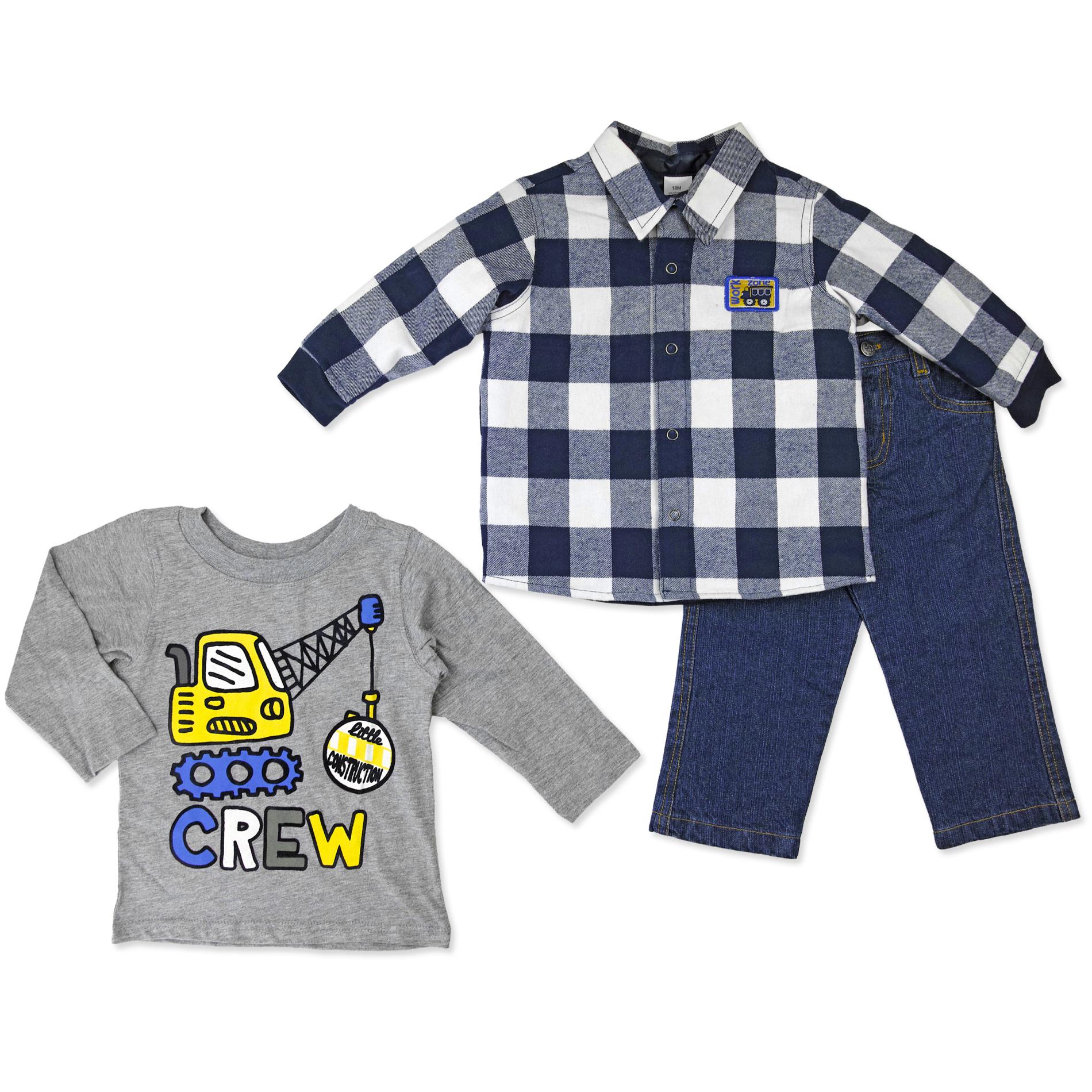 Little Rebels Infant & Toddler Boy's Shirt Jacket, Graphic T-Shirt & Jeans - Crew