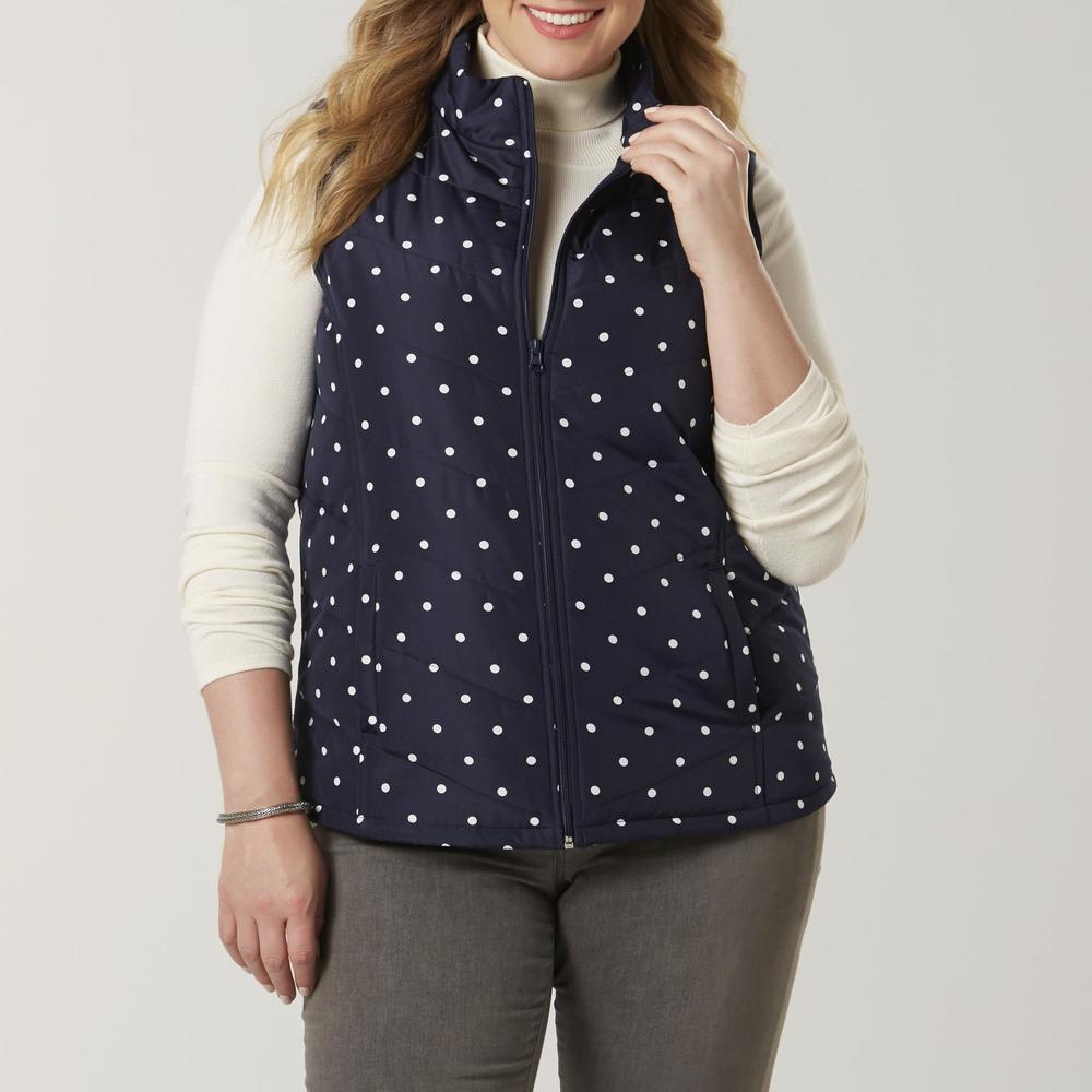 Laura Scott Women's Plus Puffer Vest - Dots