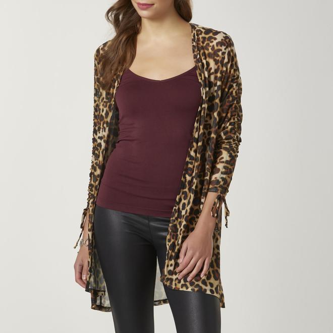 leopard print open cardigan