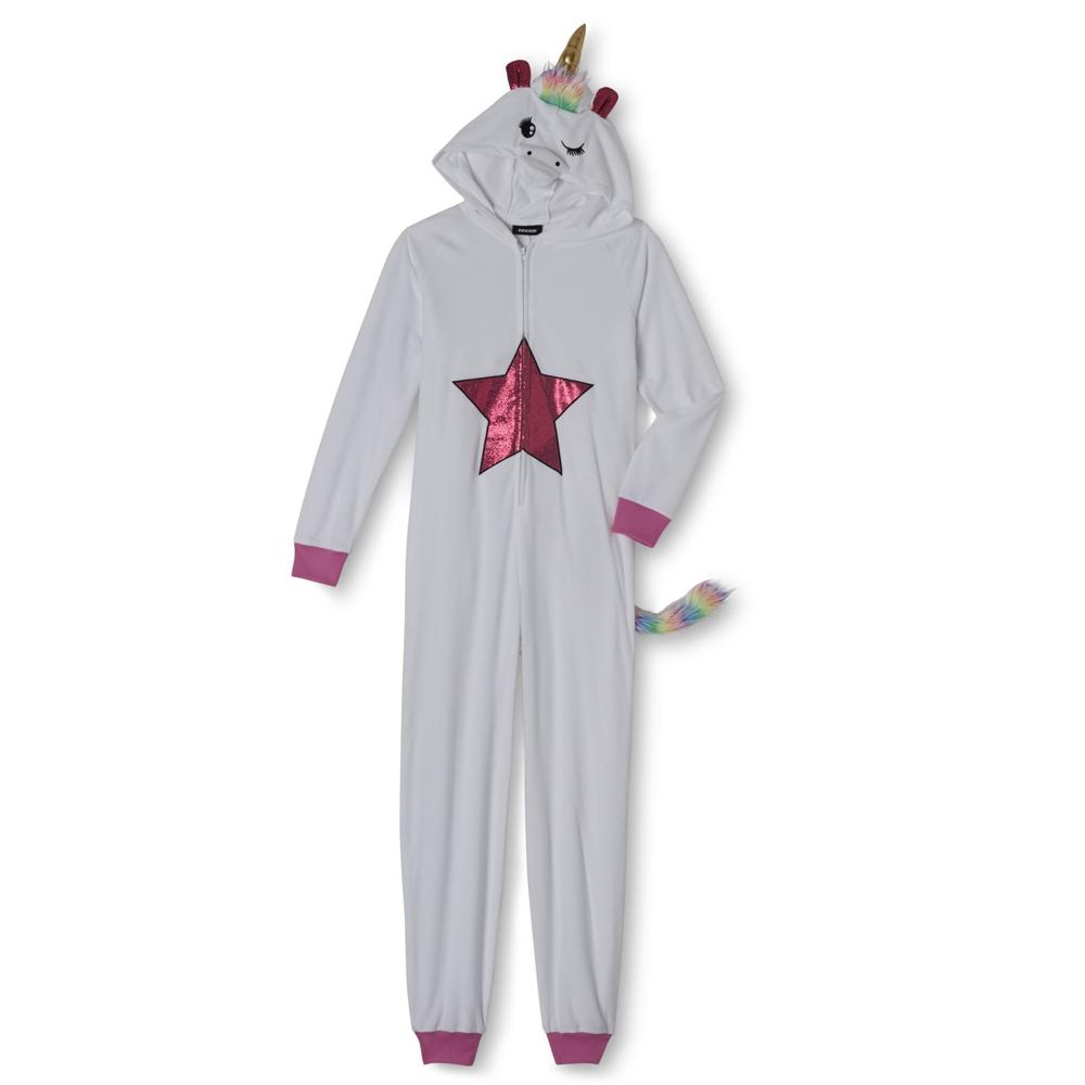 Joe Boxer Women's Plus Hooded One-Piece Pajamas - Unicorn
