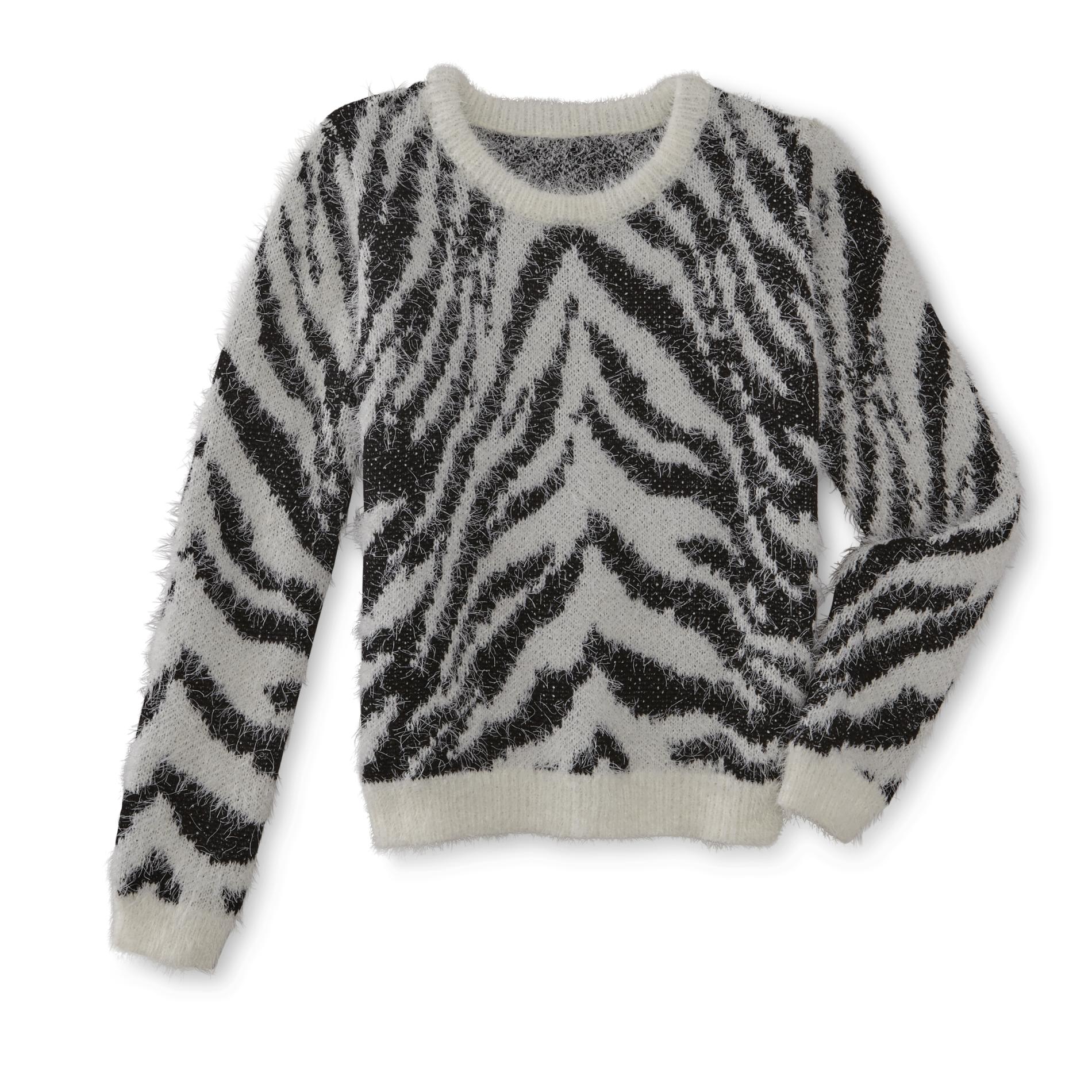 Roebuck & Co. Girls' Eyelash Sweater - Zebra