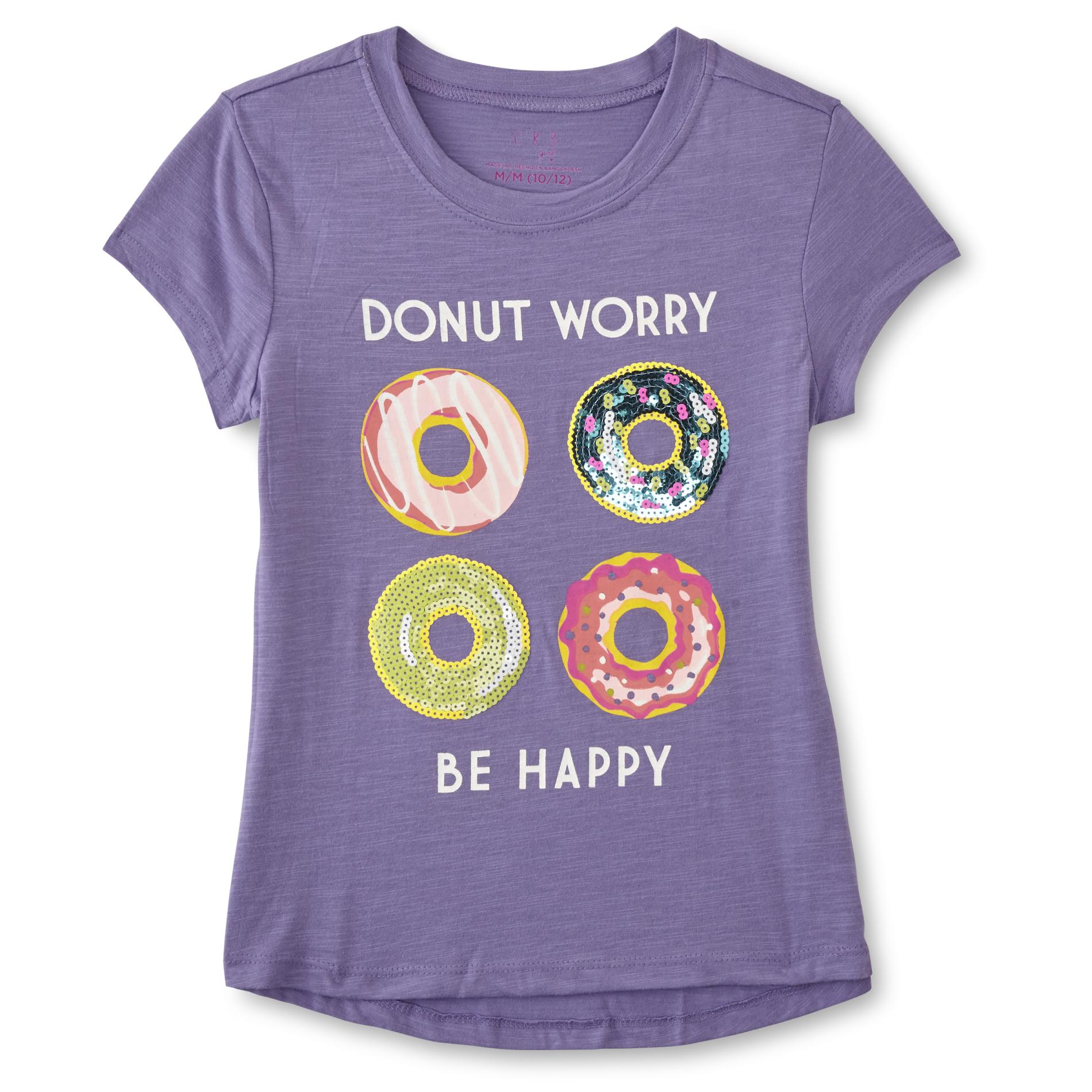 Canyon River Blues Girls' Embellished Graphic T-Shirt - Donut Worry Be Happy