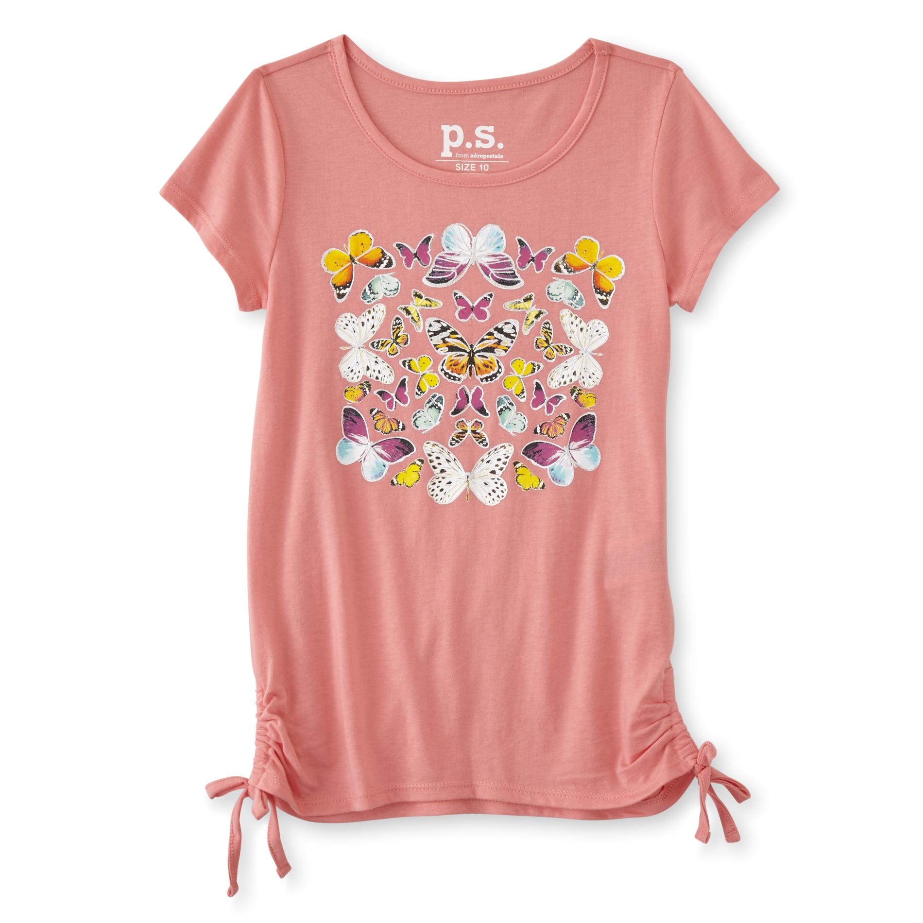 Aero Girls' Embellished Graphic T-Shirt - Butterflies