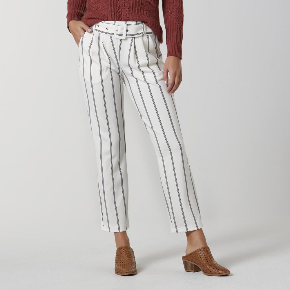 Simply Styled Women's Dress Pants & Belt Striped