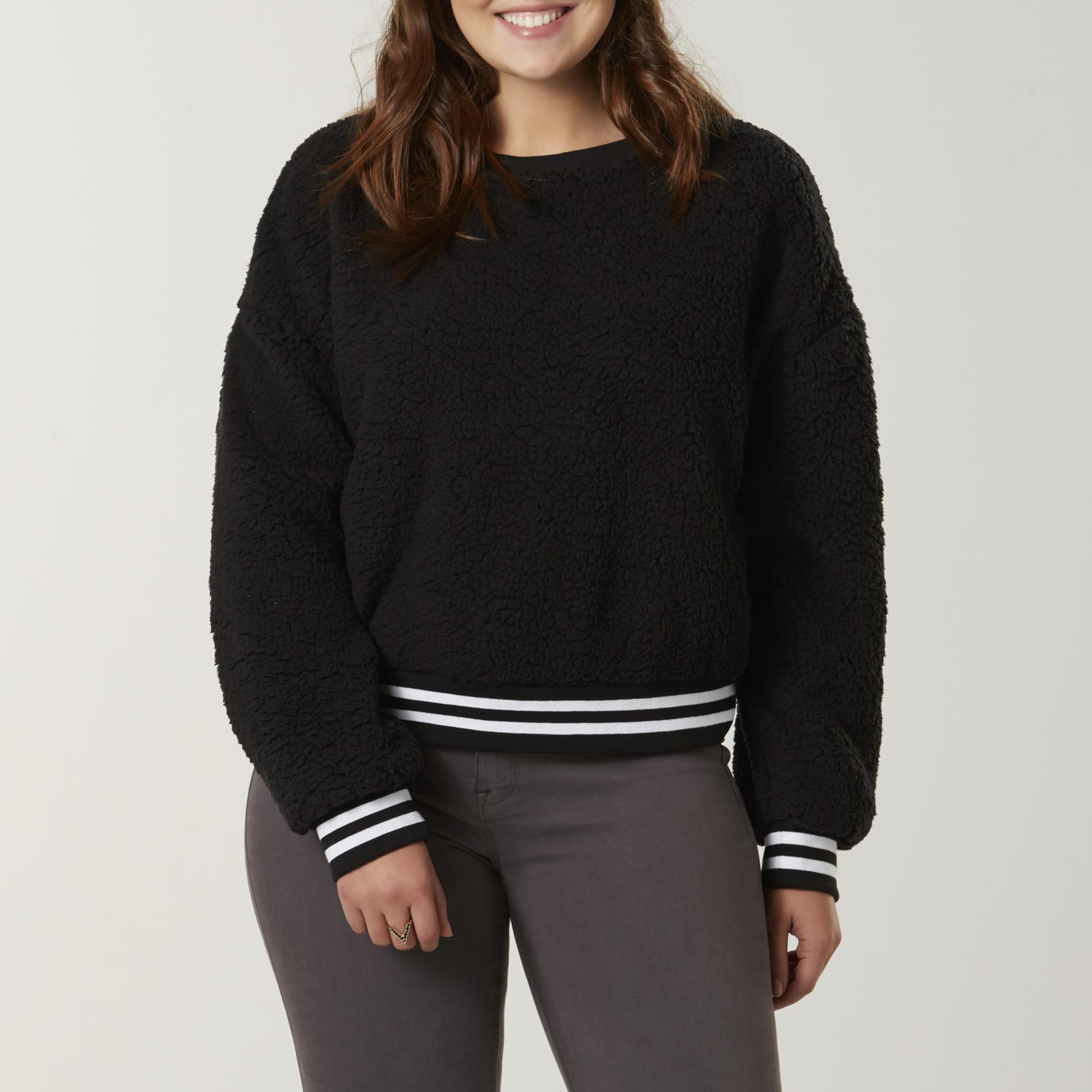 Joe Boxer Juniors' Plus Athletic Teddy Fleece Pullover - Striped, Size: 2XL, Tan Joe Boxer Juniors' Plus Athletic Teddy Fleece Pullover - Striped, Size: 2XL, Tan