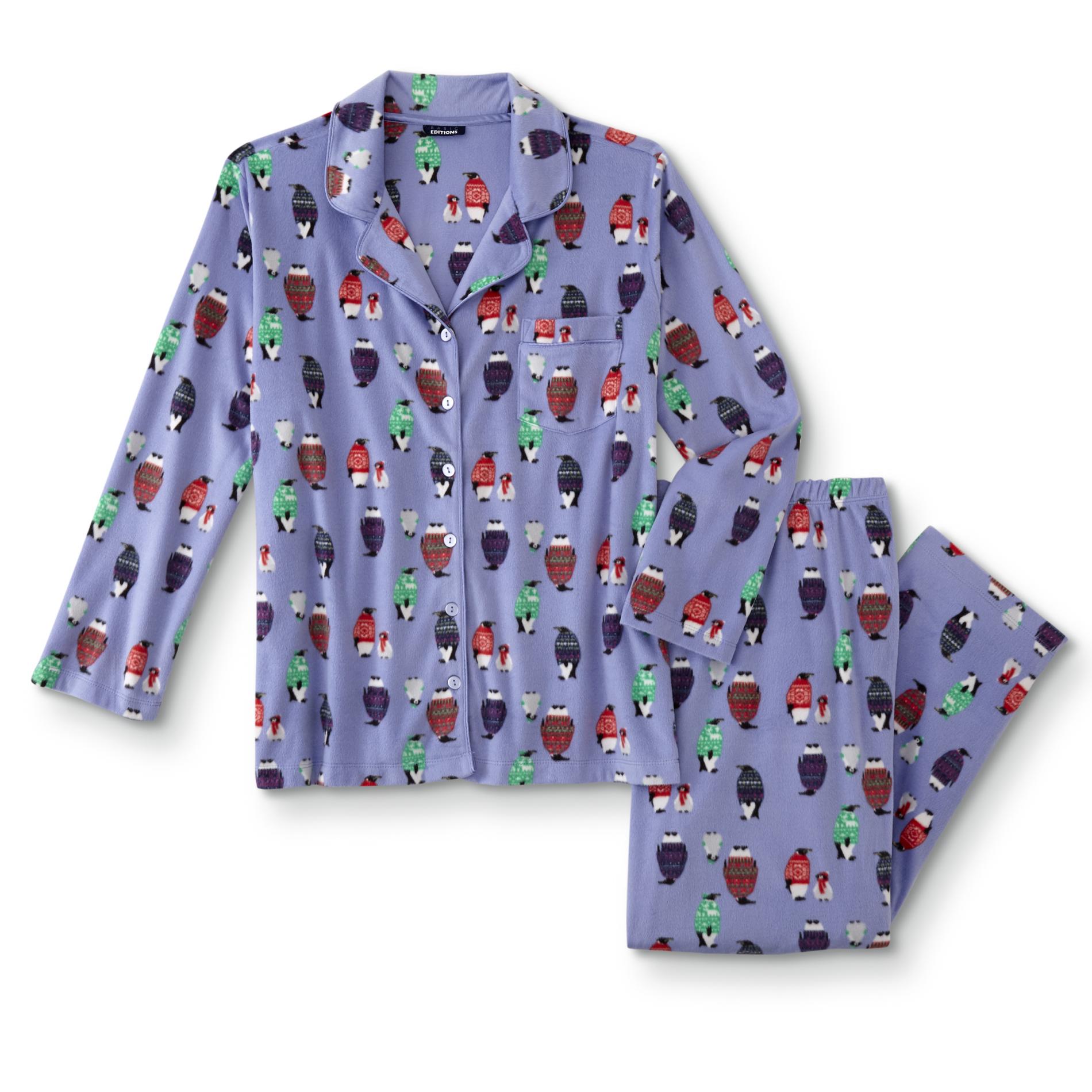 Basic Editions Women's Plus Pajama Shirt & Pants - Penguins, Size: 1XL, Pale Purple Basic Editions Women's Plus Pajama Shirt & Pants - Penguins, Size: 1XL, Pale Purple