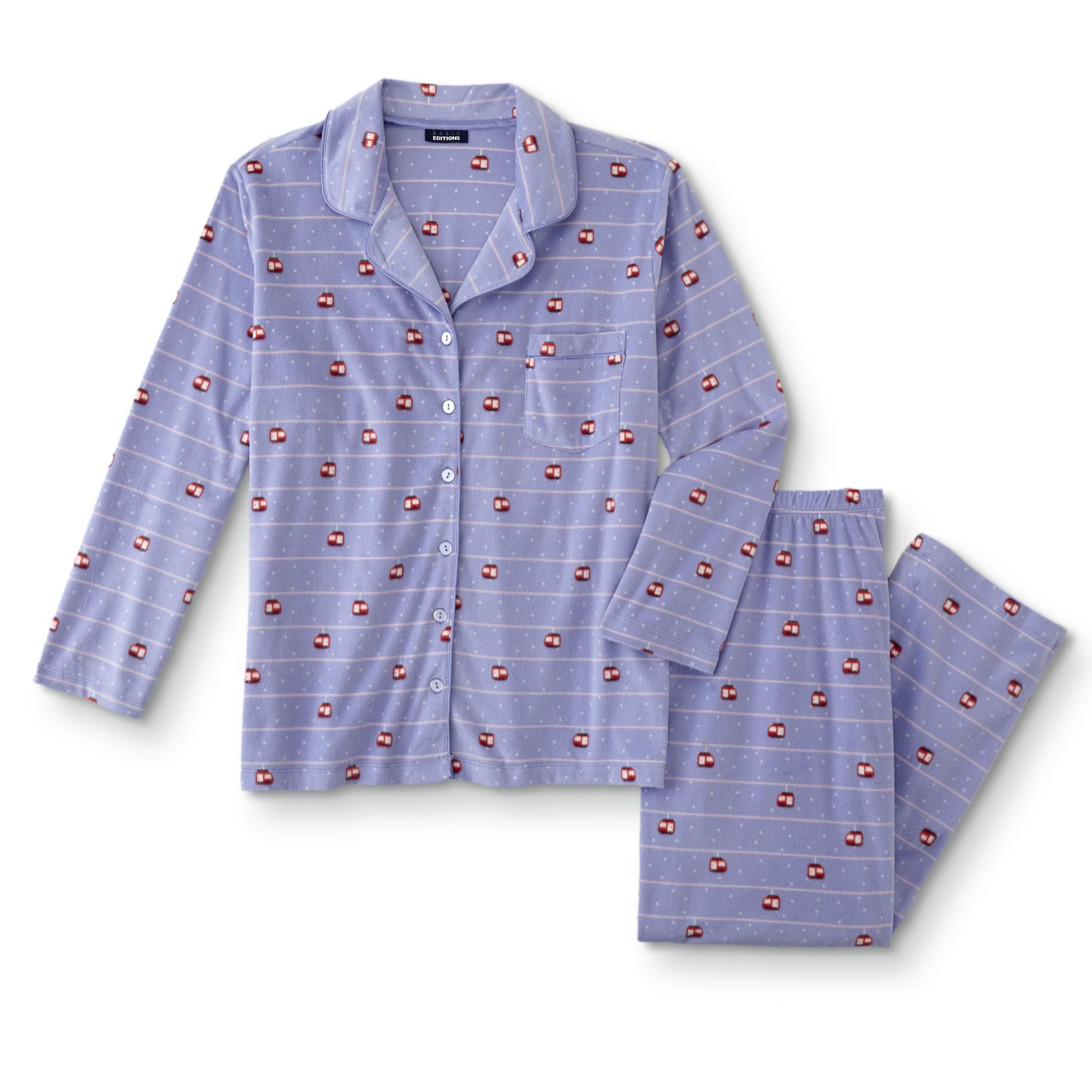 Basic Editions Women's Plus Pajama Shirt & Pants - Ski Gondolas, Size: 1XL, Pale Purple Basic Editions Women's Plus Pajama Shirt & Pants - Ski Gondolas, Size: 1XL, Pale Purple