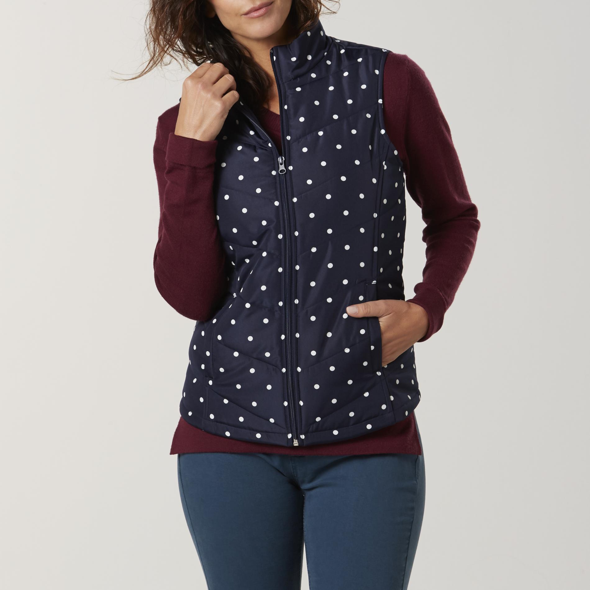 Basic Editions Women's Puffer Vest - Dot, Size: Small, Maritime Blue Basic Editions Women's Puffer Vest - Dot, Size: Small, Maritime Blue