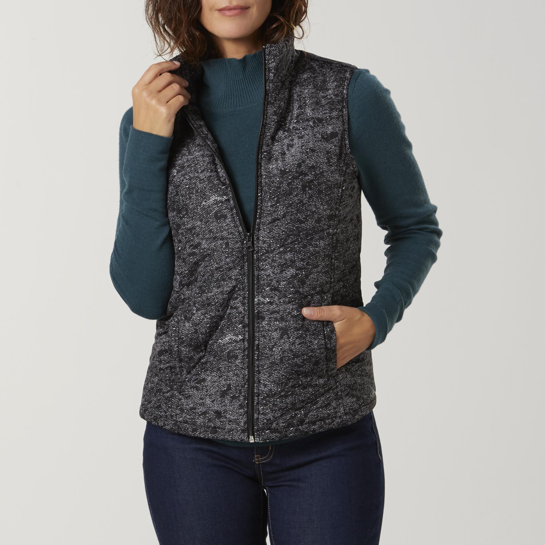 Basic Editions Women's Puffer Vest - Static, Size: Small, Black Basic Editions Women's Puffer Vest - Static, Size: Small, Black