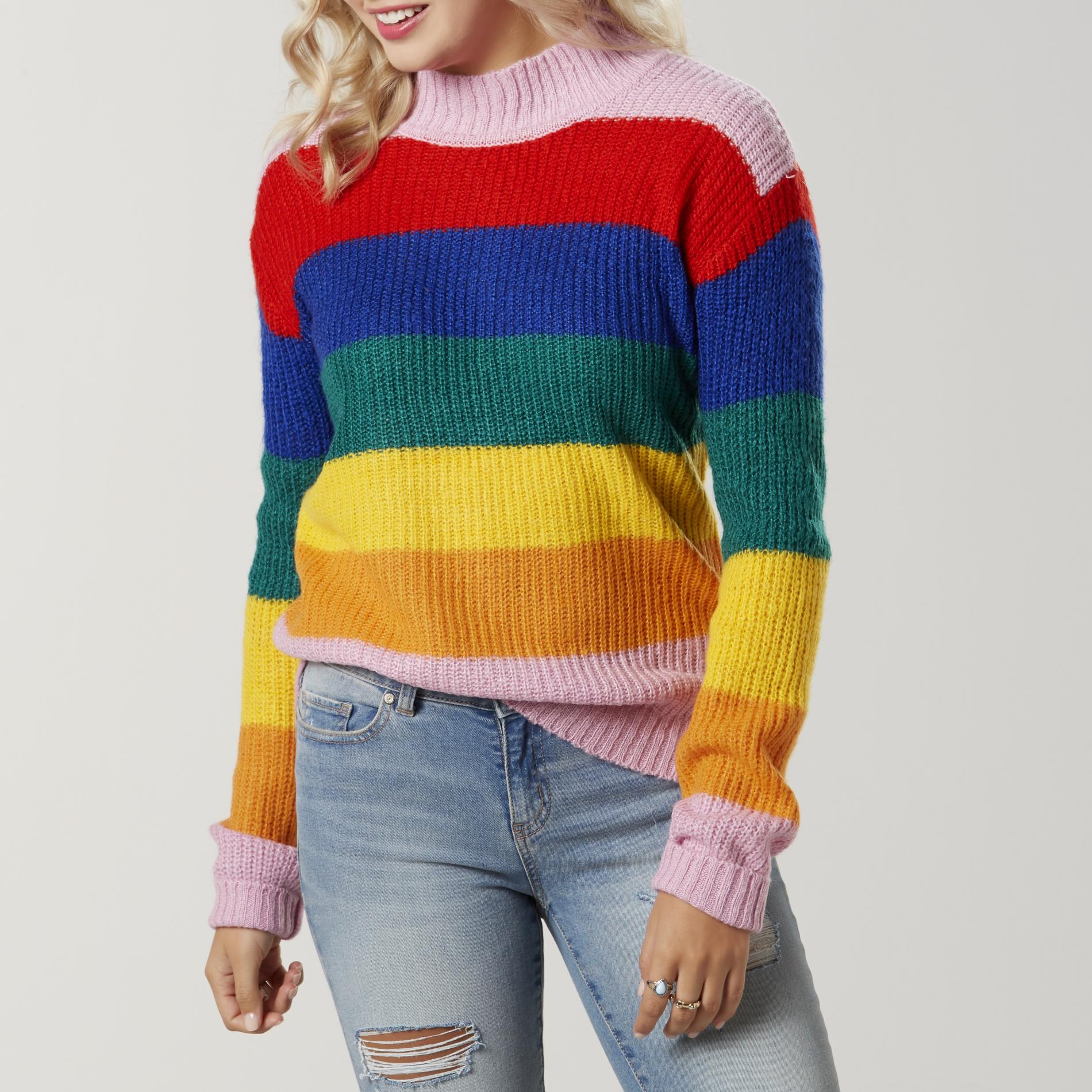 Joe Boxer Juniors' Mock Neck Sweater - Striped, Size: Large, Multi-color Joe Boxer Juniors' Mock Neck Sweater - Striped, Size: Large, Multi-color