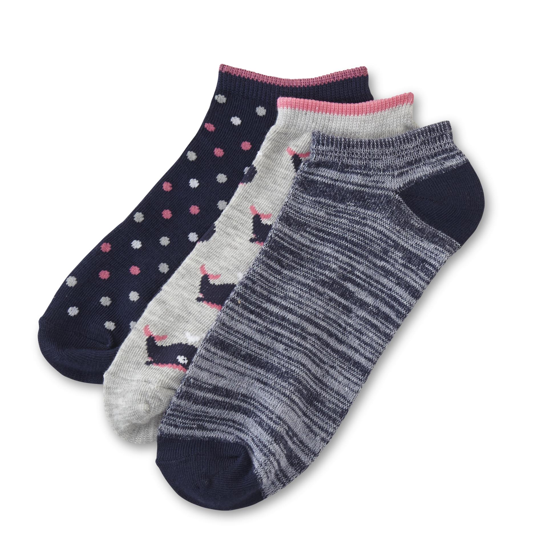 Joe Boxer Juniors' 3-Pairs Low-Cut Socks - Whales/Dots