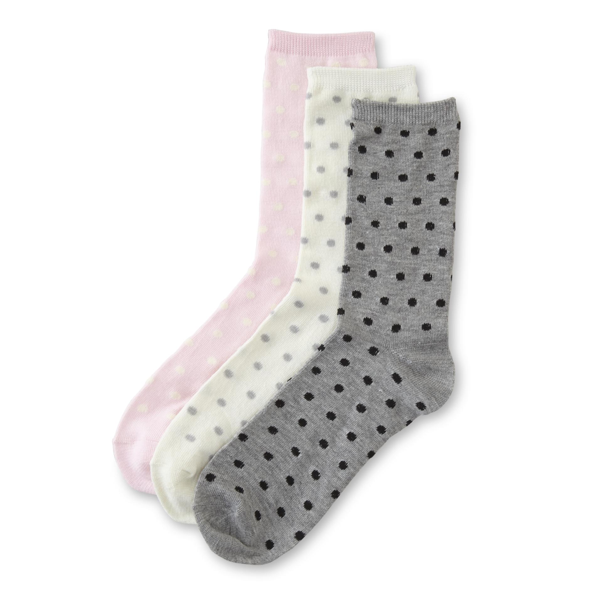 Women's 3-Pairs Crew Socks - Dots