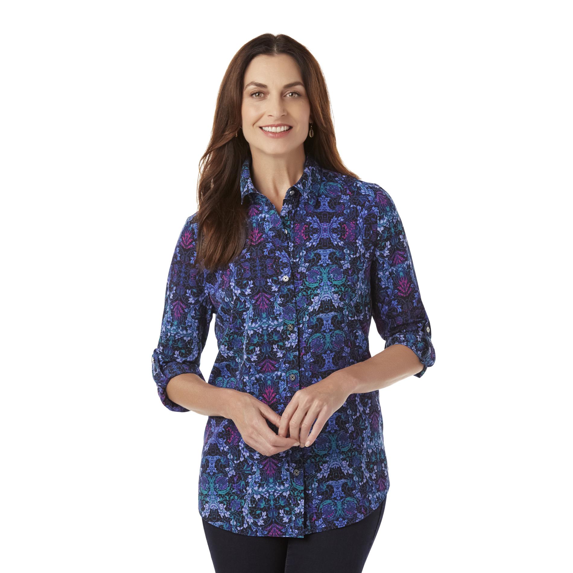 Jaclyn Smith Women's Utility Blouse - Floral