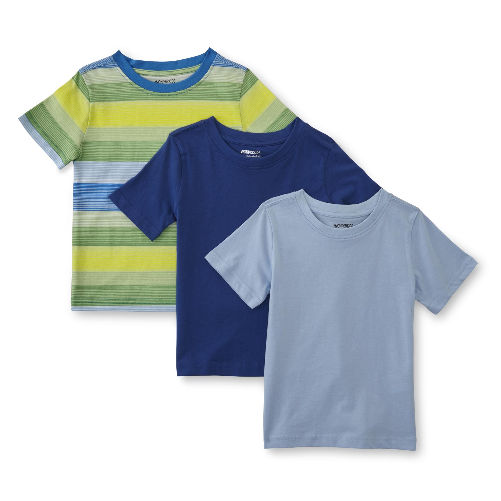 WonderKids Infant & Toddler Boys' 3-Pack Crew Neck T-Shirts - Striped