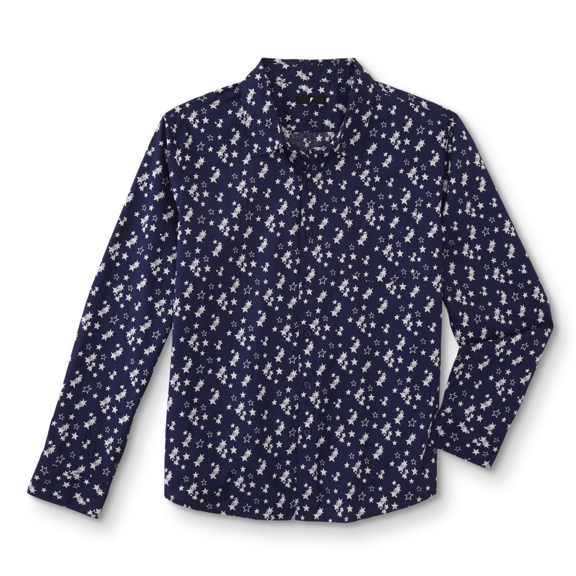 Amplify Young Men's Button-Front Shirt - Stars