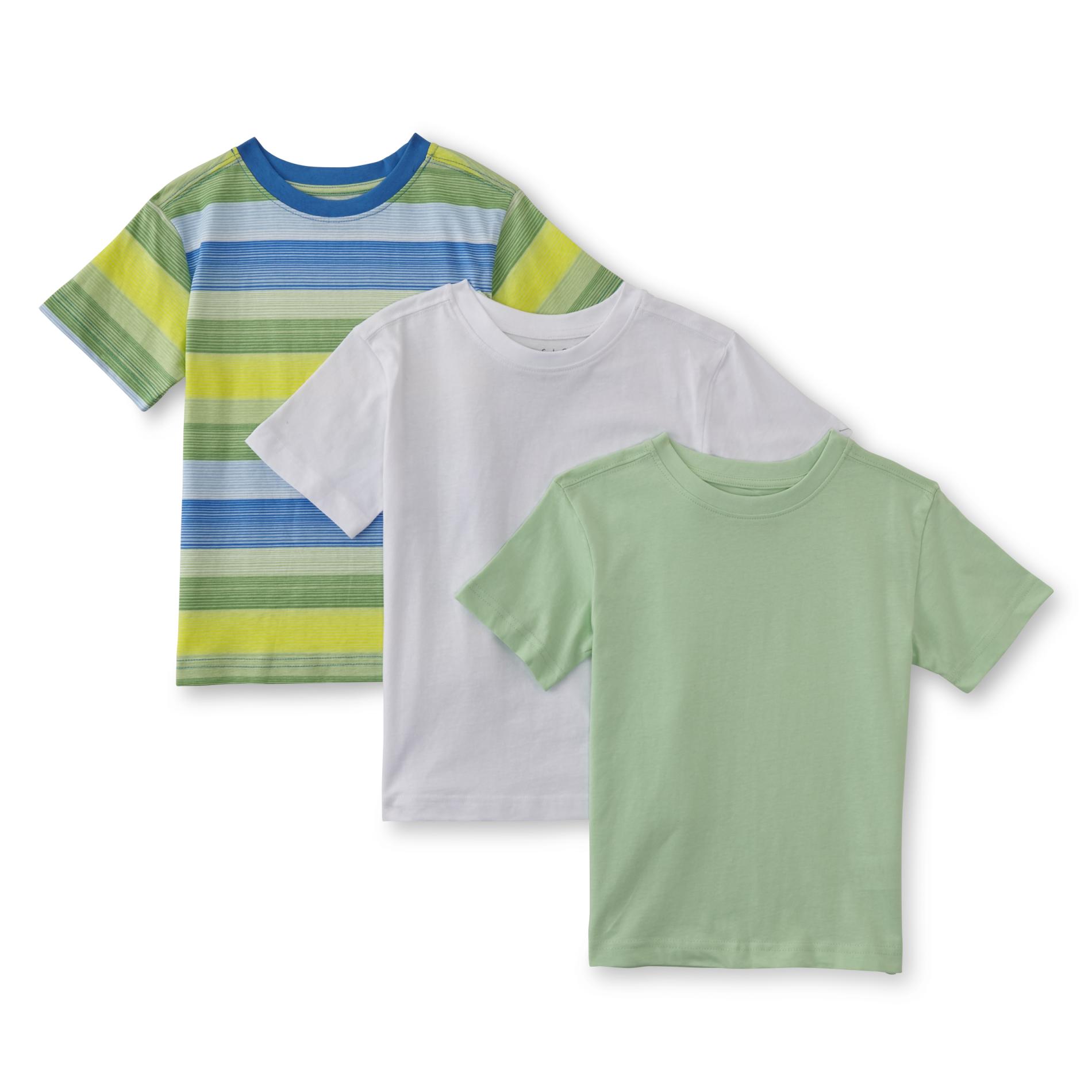 Basic Editions Boys' 3-Pack Crew Neck T-Shirts - Striped